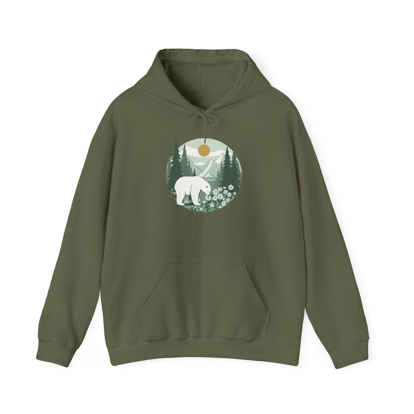 Polar Bear in the Pines Hoodie | Nature-Inspired Sweatshirt