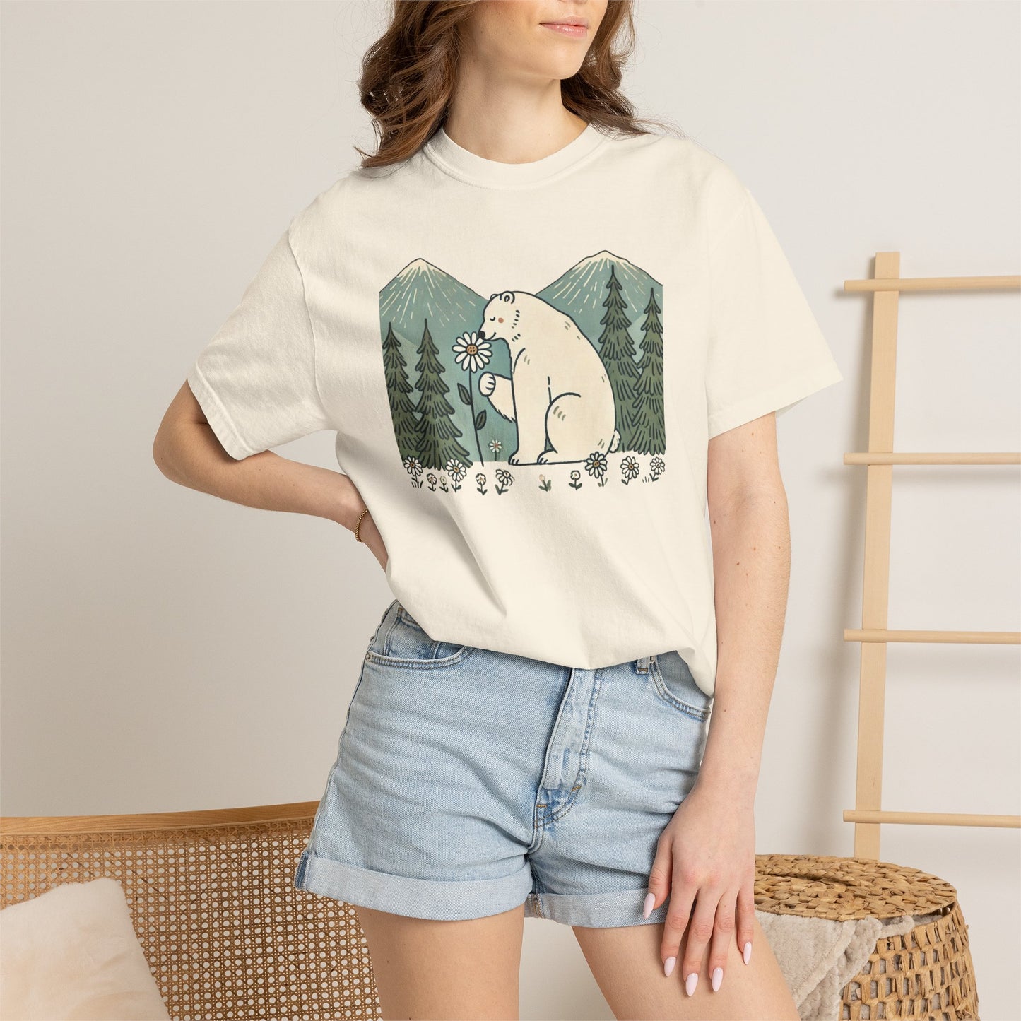 Woodland Polar Bear Comfort Colors Tee