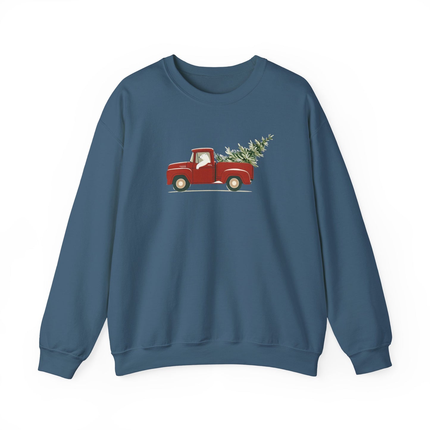 Polar Bear Christmas Truck, Cozy Red Vintage Truck Design Sweatshirt
