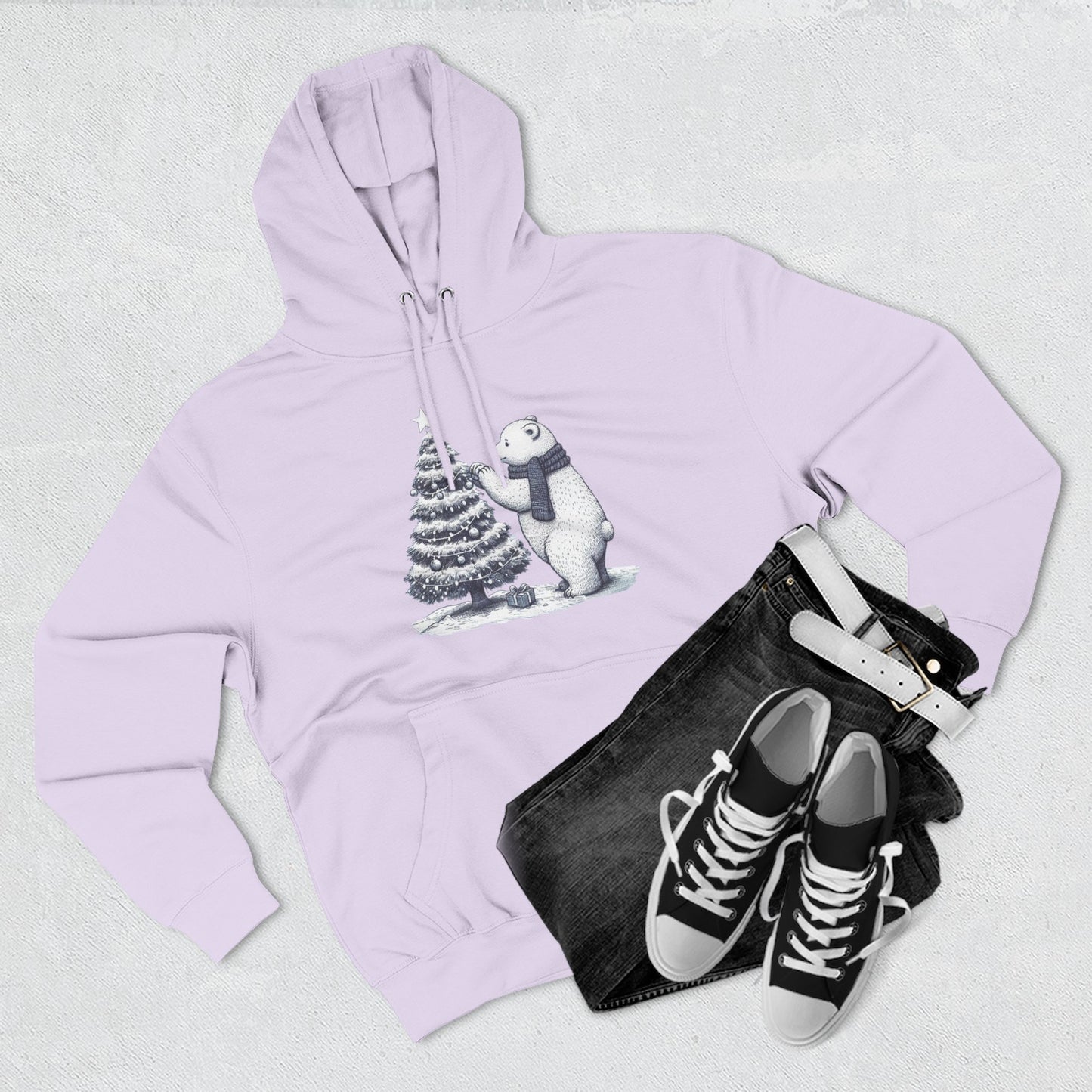 Vintage Polar Bear Christmas Tree Hoodie