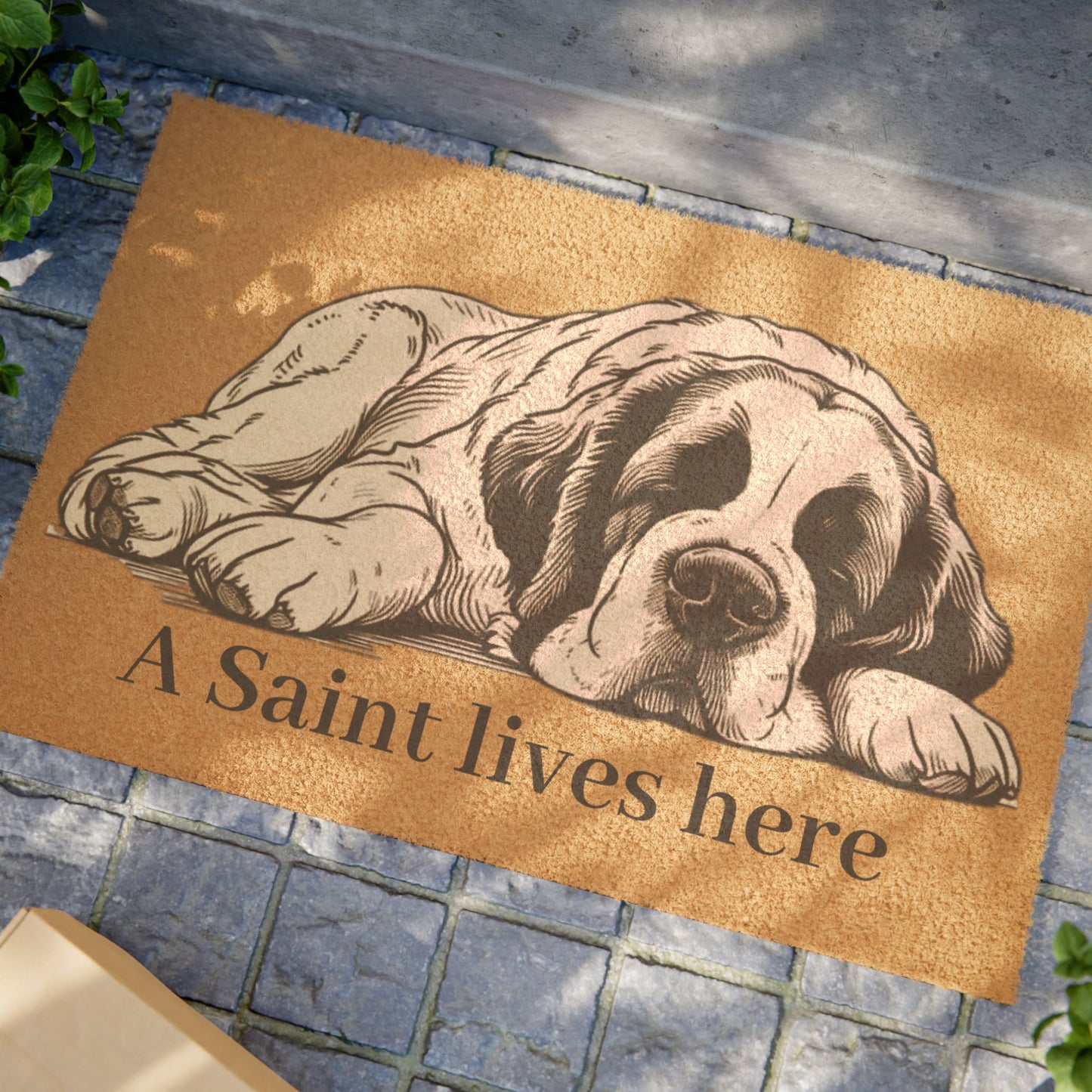 A Saint Lives Here Doormat