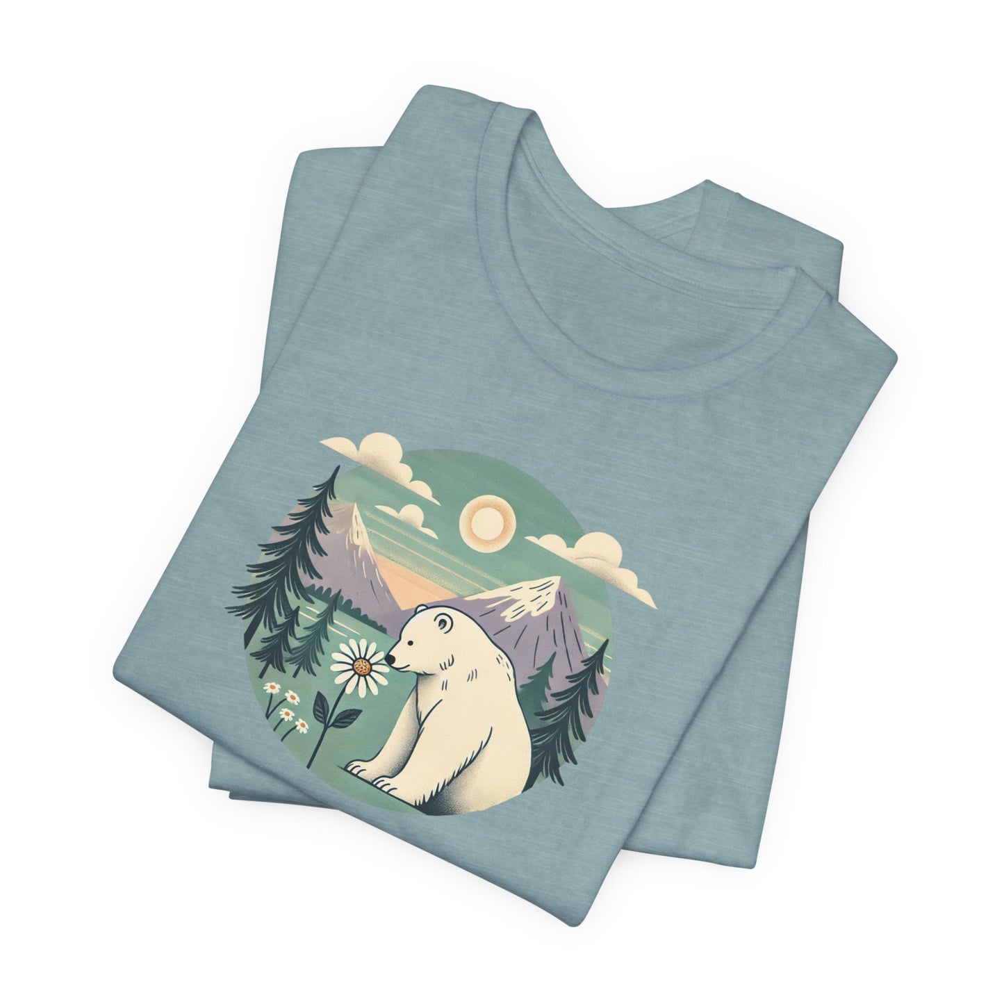 Sunset Polar Bear Tee | Nature-Inspired Mountain Graphic T-Shirt