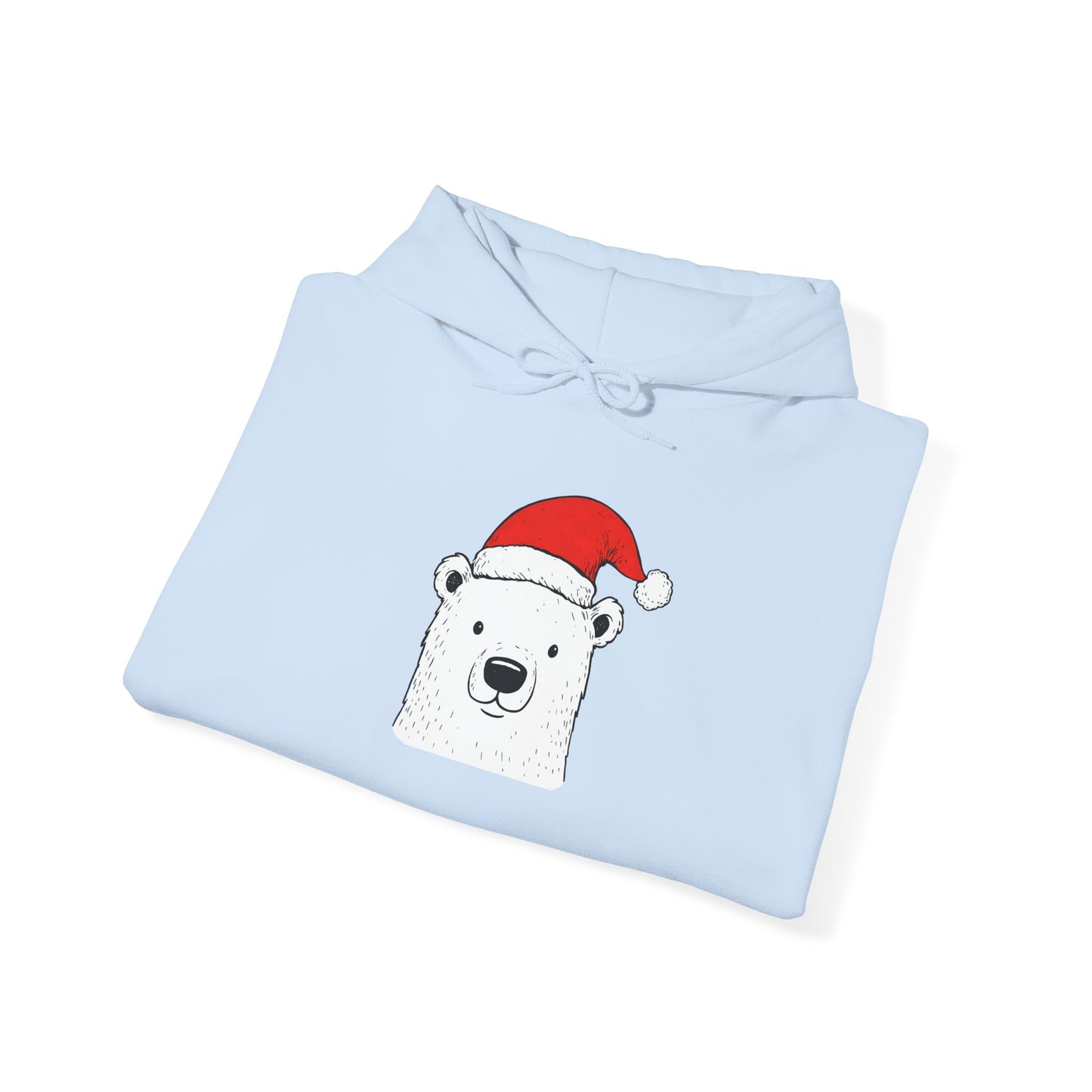 Santa Hat Polar Bear Portrait Premium Hoodie | Holiday Den Edition