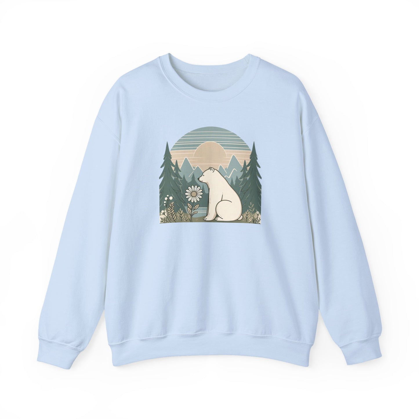 Polar Bear Daisy Sweatshirt | Cozy Nature Graphic Pullover