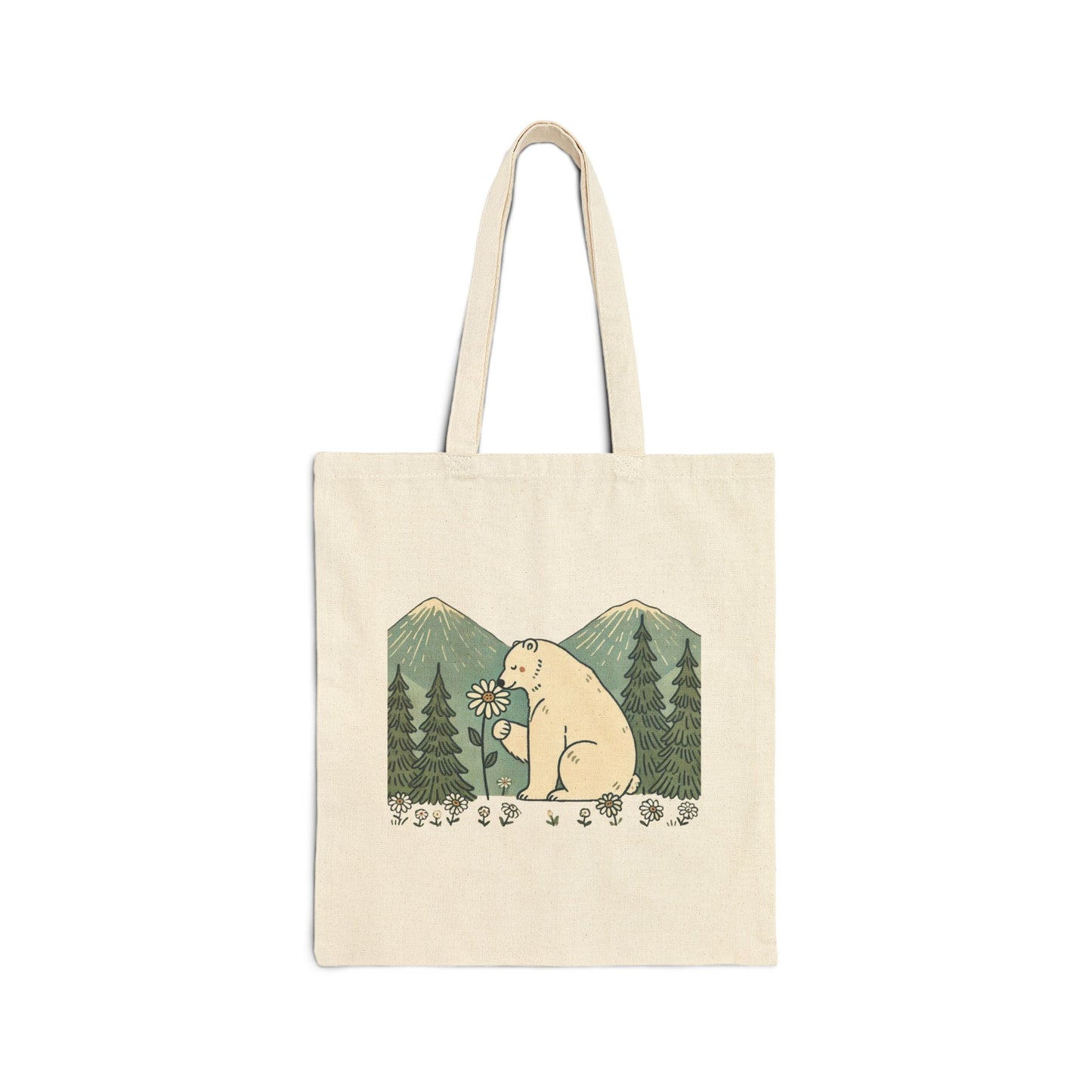 Wildflower Polar Bear Tote Bag