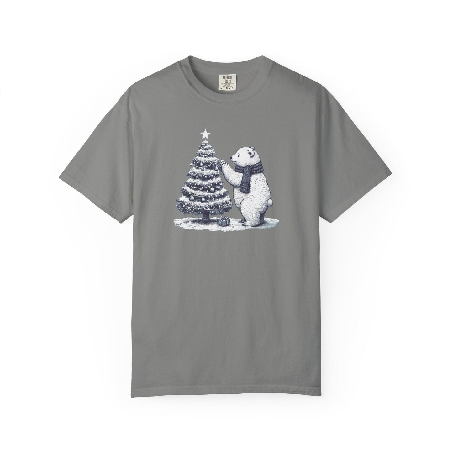 Vintage Polar Bear Christmas Tree Comfort Colors Tee