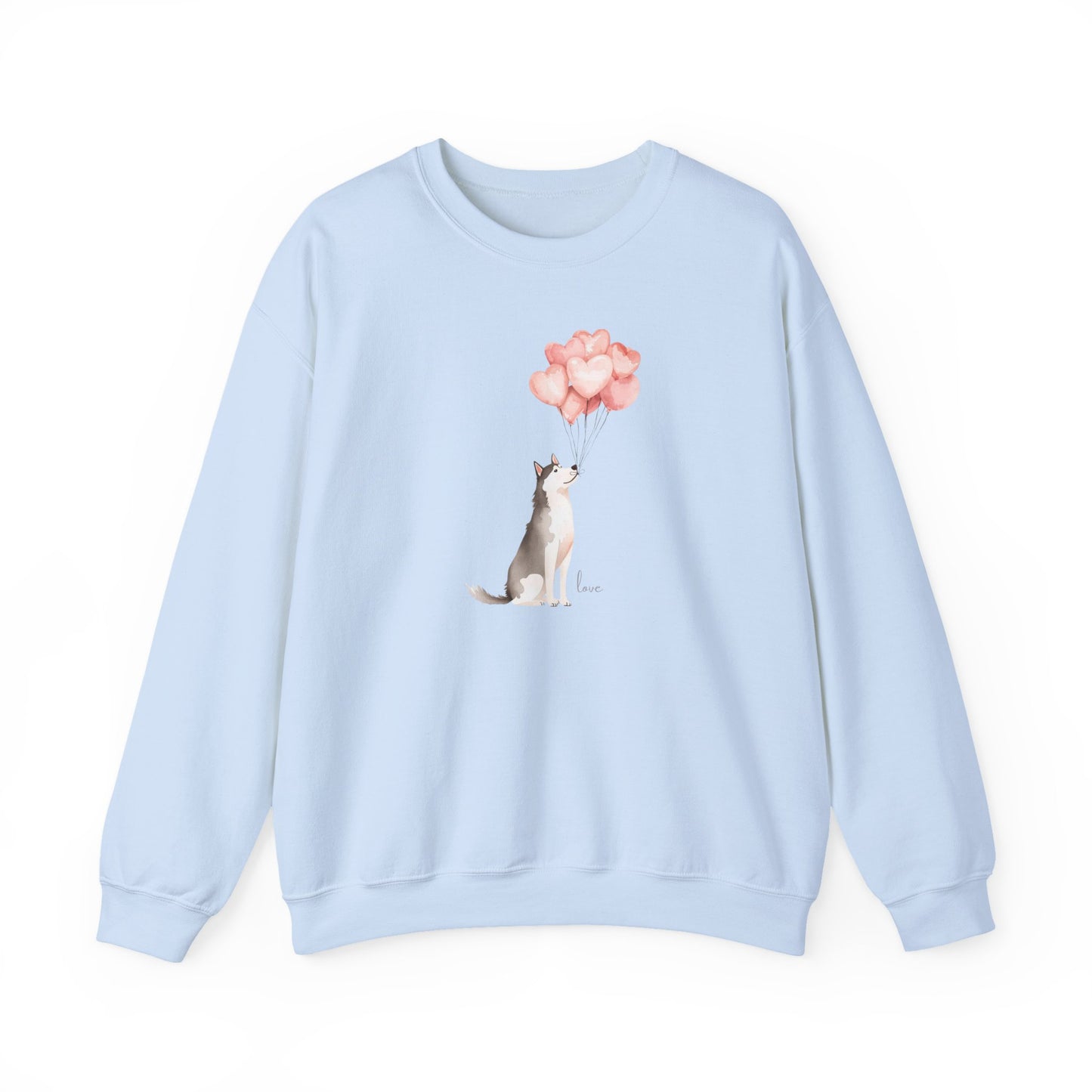 Watercolor Husky with Heart Balloons Sweatshirt