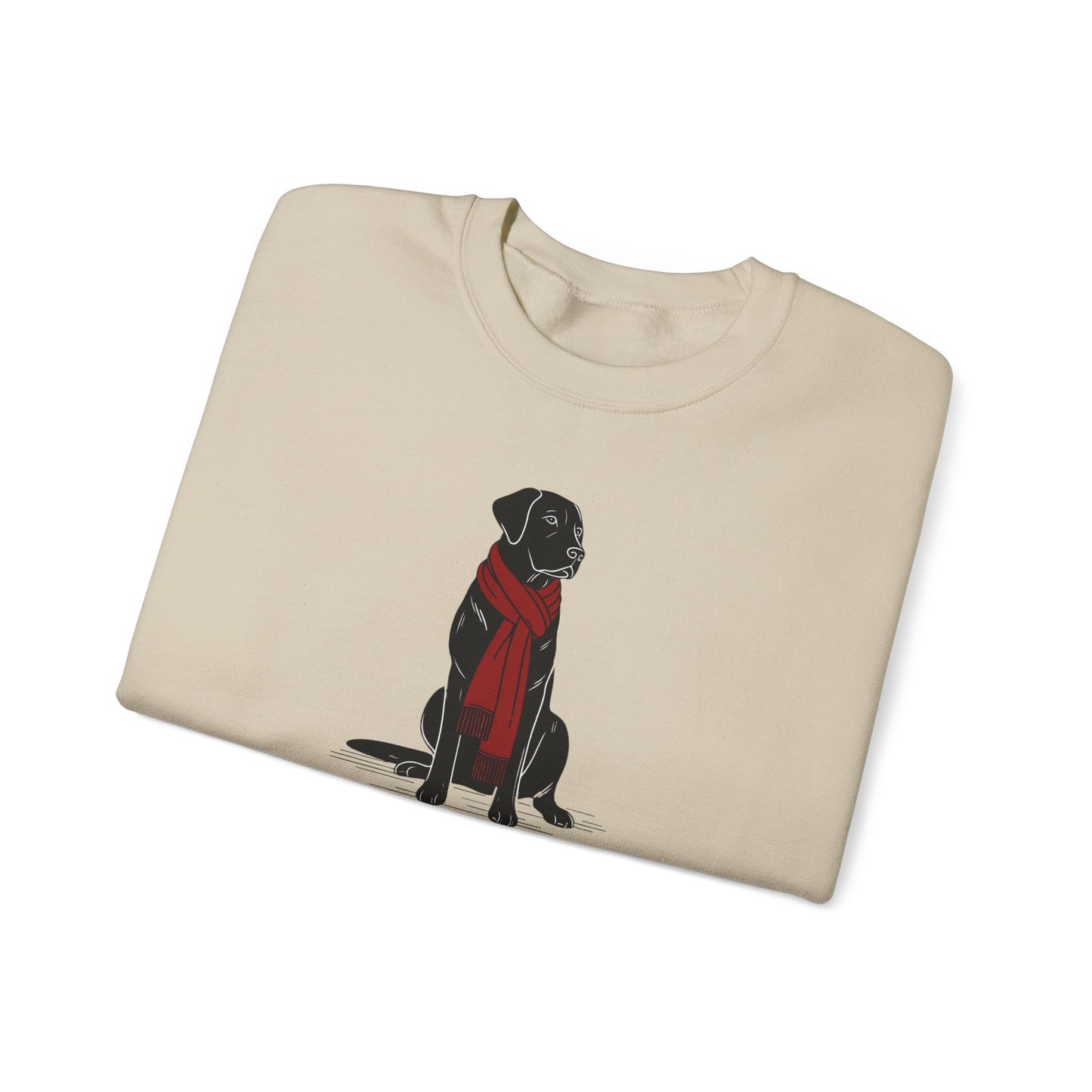 Black Lab Scarf Premium Sweatshirt | Cozy Den Edition
