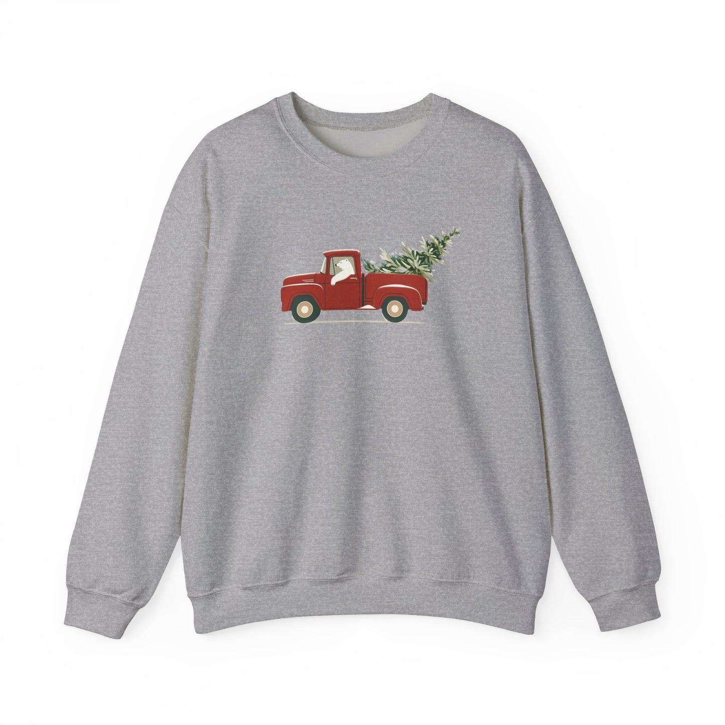 Polar Bear Christmas Truck, Cozy Red Vintage Truck Design Sweatshirt