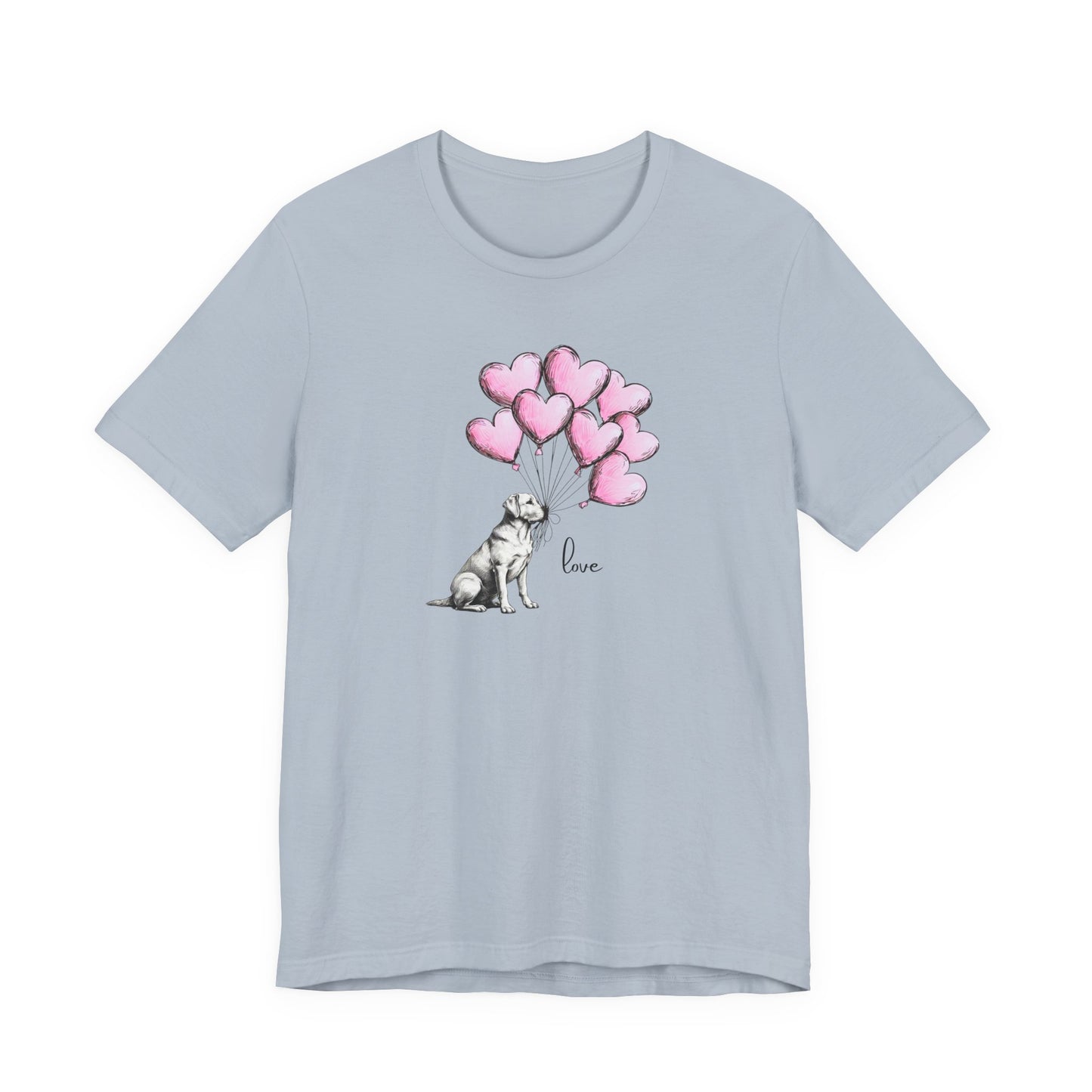 Dog Lover T-Shirt Labrador Retriever Holding Heart Balloons