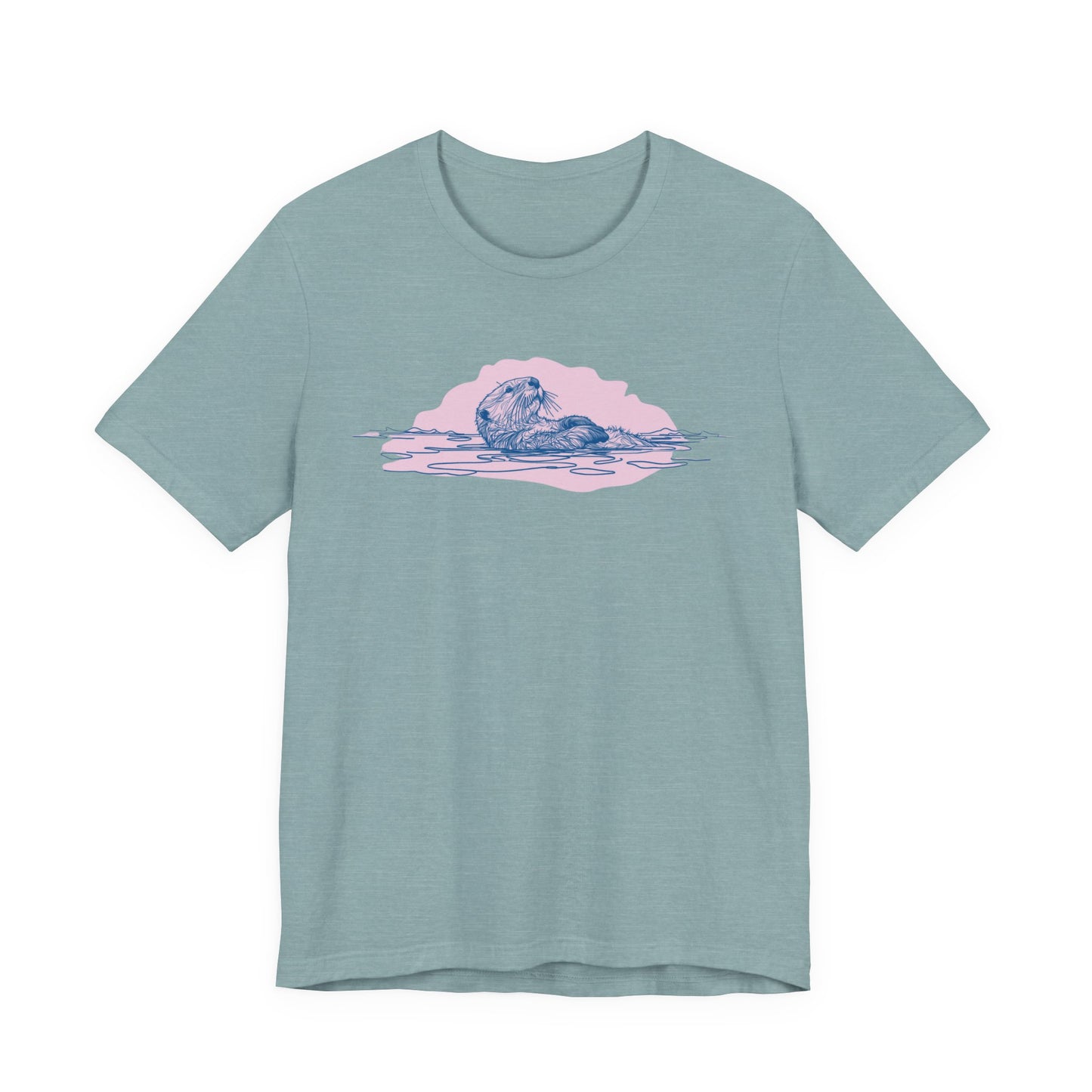 Pink Sky Otter Tee, Soft Pastel Ocean Graphic