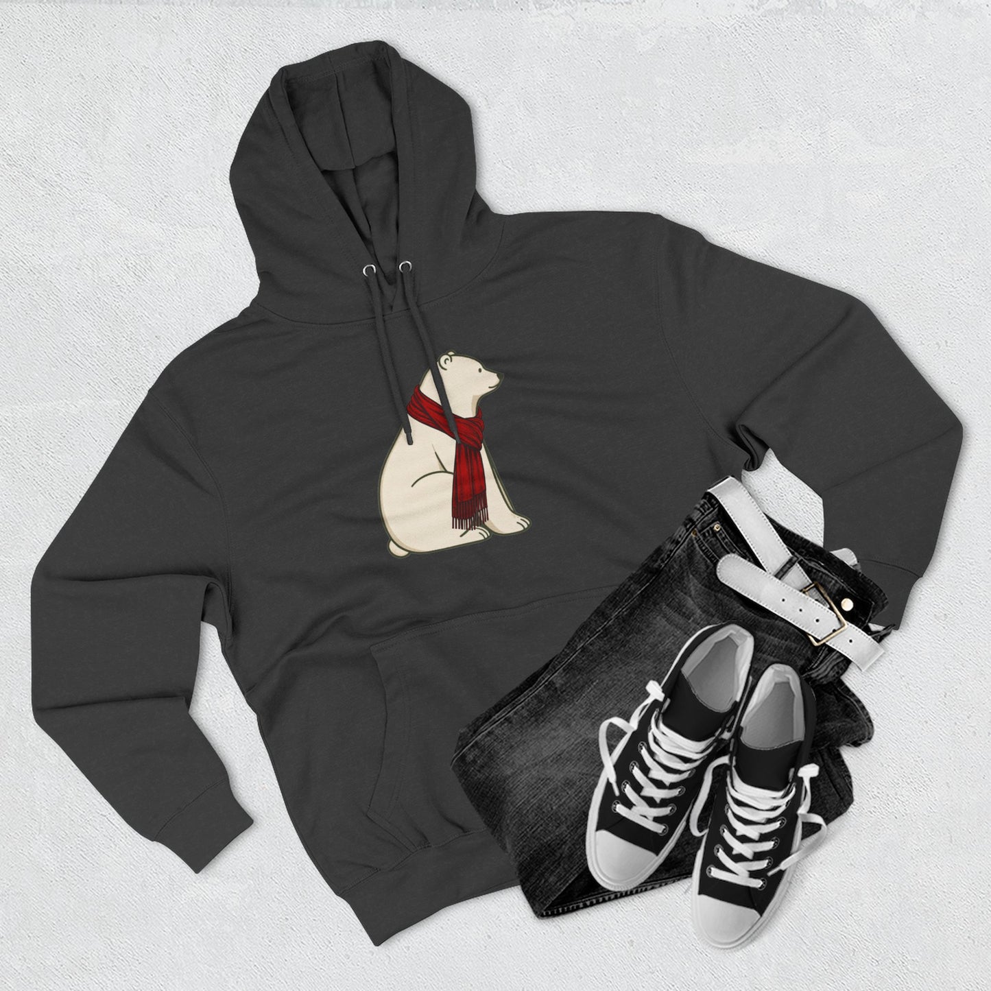 Polar Bear Scarf Hoodie | Cozy Winter Bear Sweatshirt