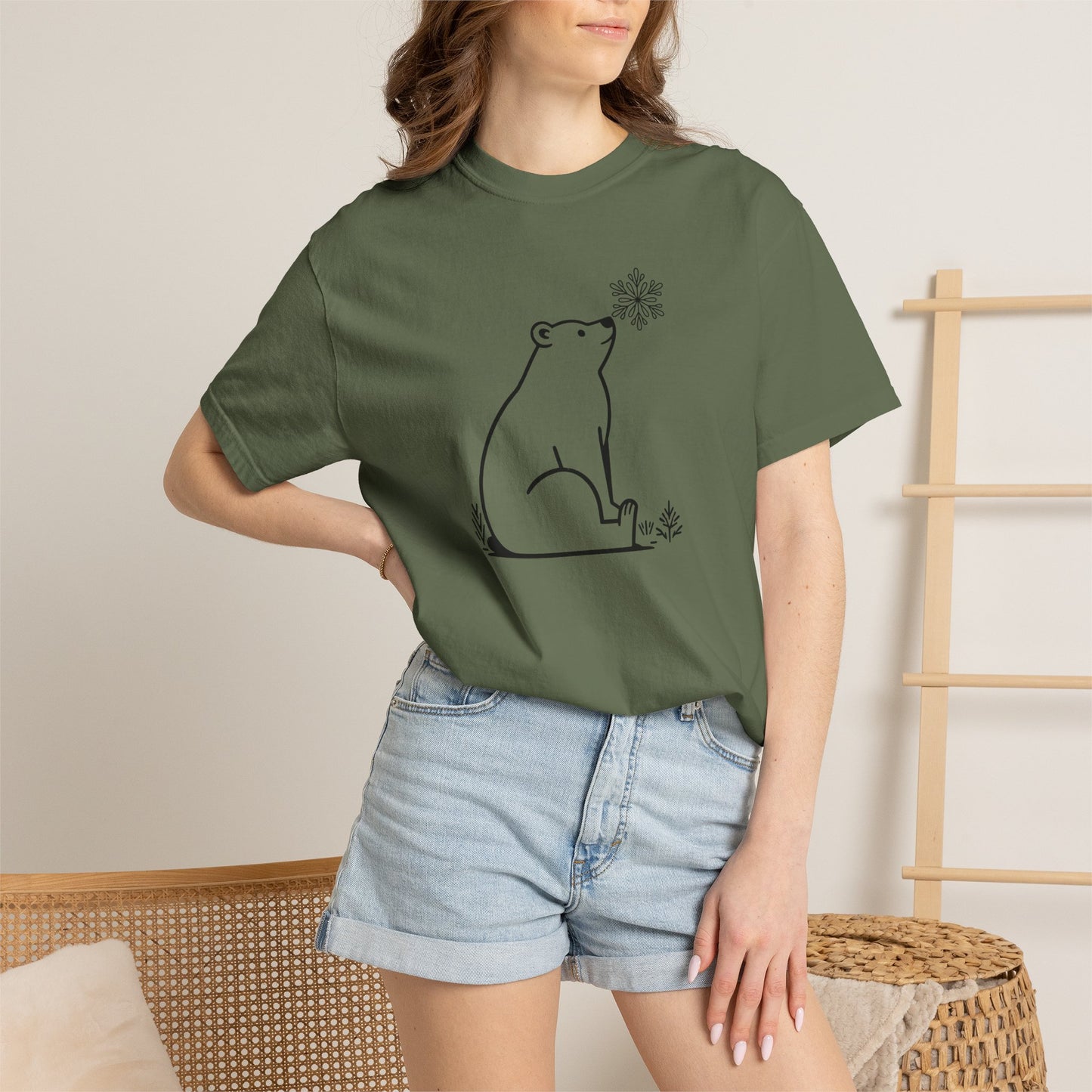 Comfort Colors Polar Bear Snowflake Tee