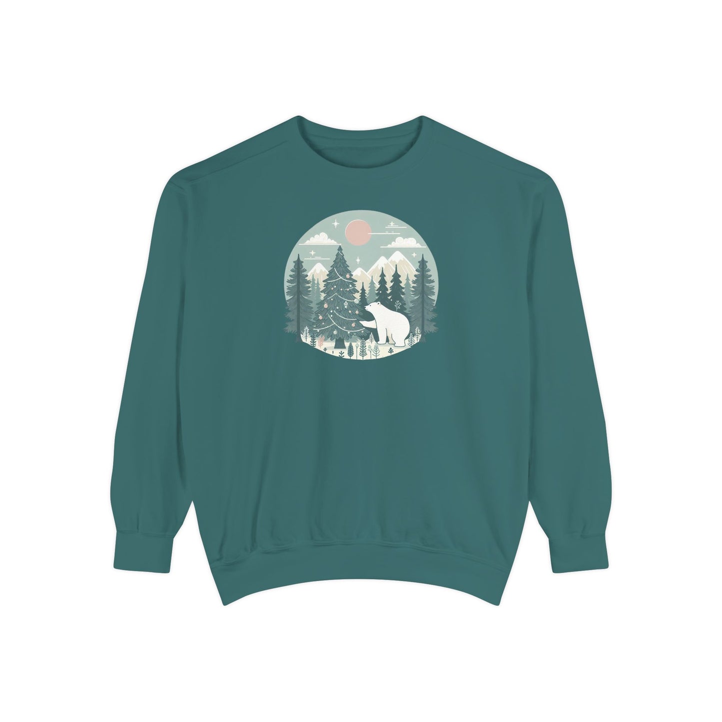 Winter Forest Polar Bear Comfort Colors Crewneck