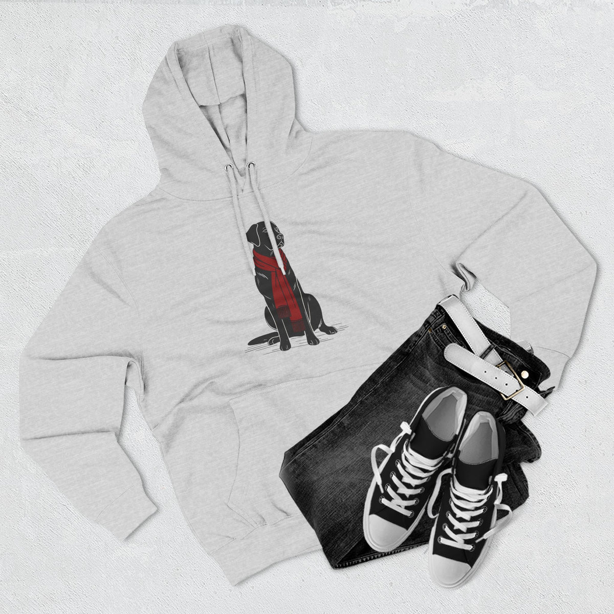 Black Lab Hoodie | Labrador Retriever Dog Sweatshirt with Red Scarf