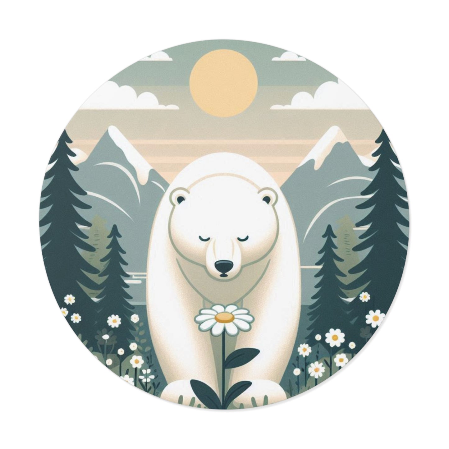 Vinyl Stickers - Nature-Inspired Polar Bear Floral Adventure Decor.