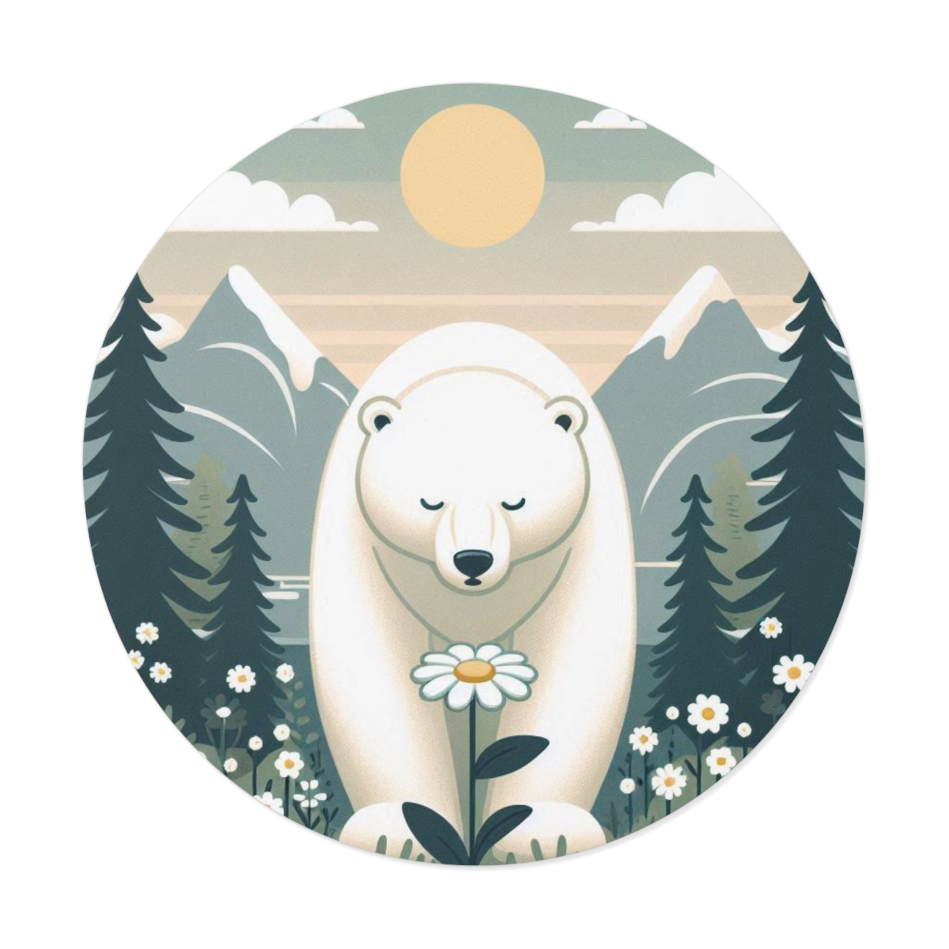 Vinyl Stickers - Nature-Inspired Polar Bear Floral Adventure Decor.