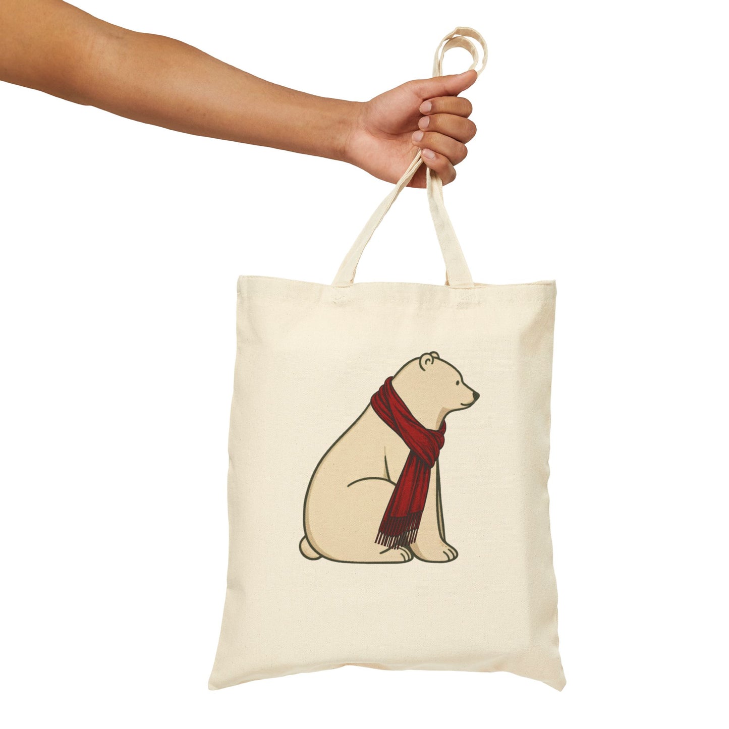 Polar Bear Red Scarf Canvas Tote Bag
