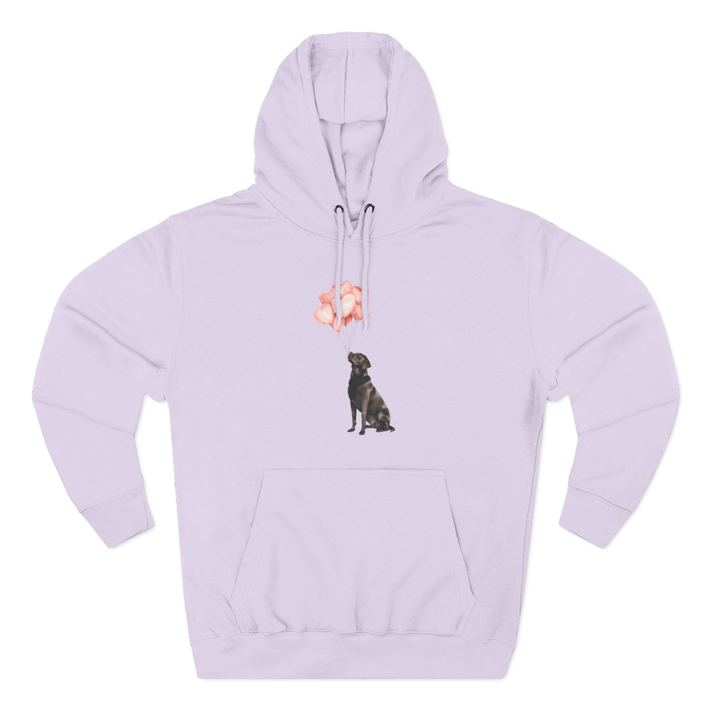 Black Labrador with Heart Balloons Hoodie
