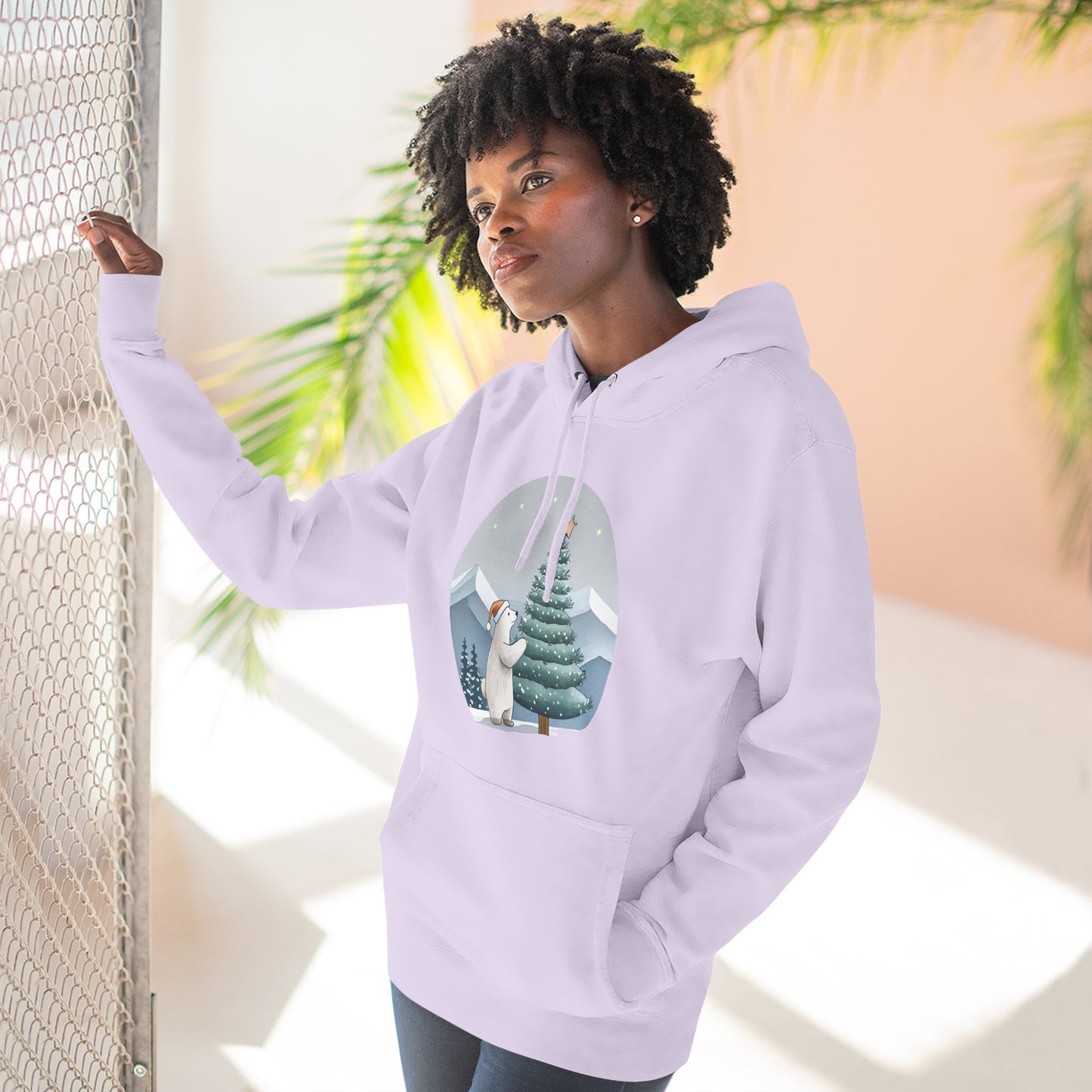 Cozy Polar Bear Christmas Tree Hoodie