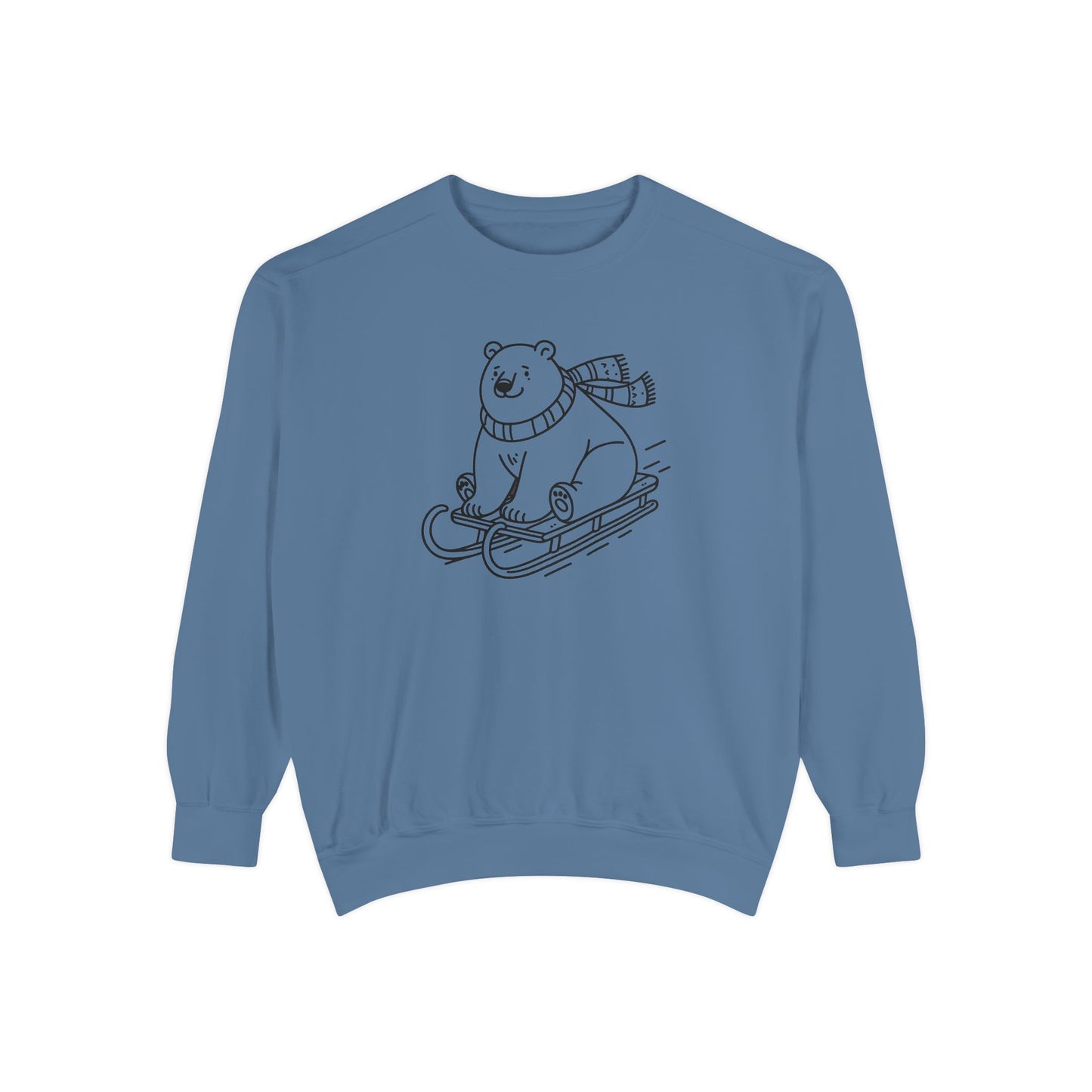 Polar Bear Sledding Comfort Colors Sweatshirt