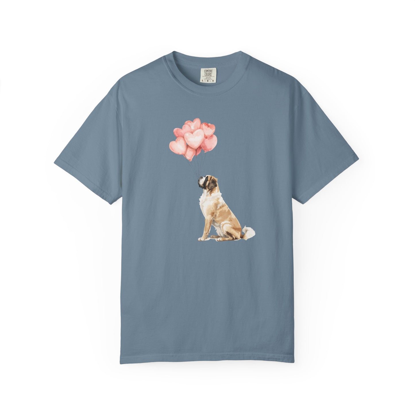 Saint Bernard with Heart Balloons Comfort Colors Tee