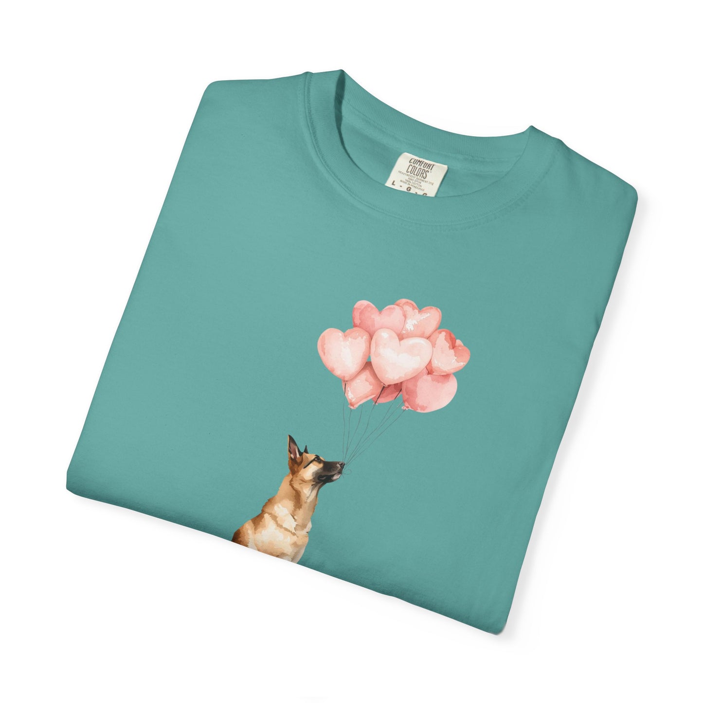 Belgian Malinois with Heart Balloons Comfort Colors Tee