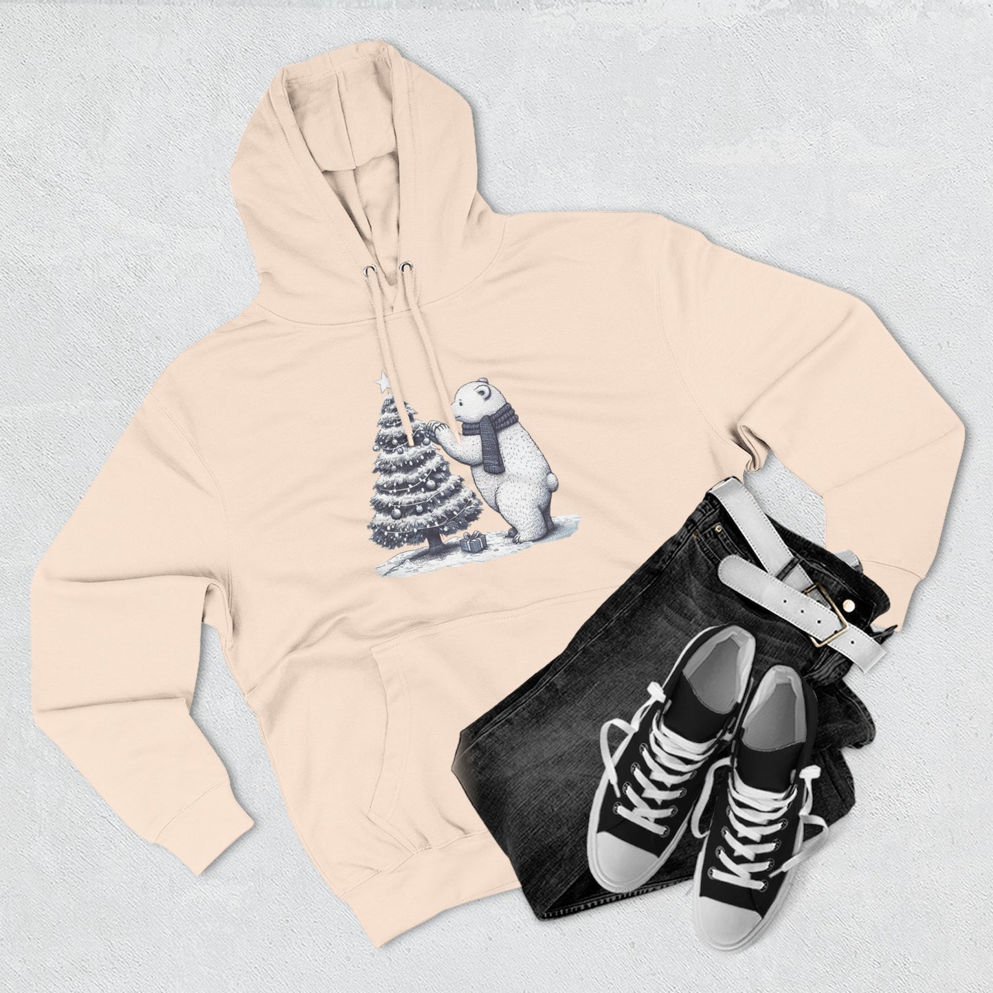 Vintage Polar Bear Christmas Tree Hoodie
