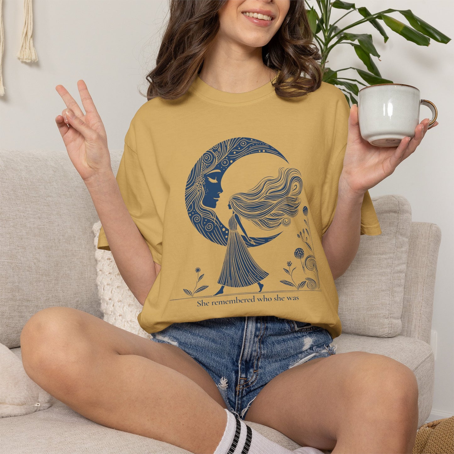 Moon Goddess "She Remembered Who She Was" Comfort Colors T-Shirt