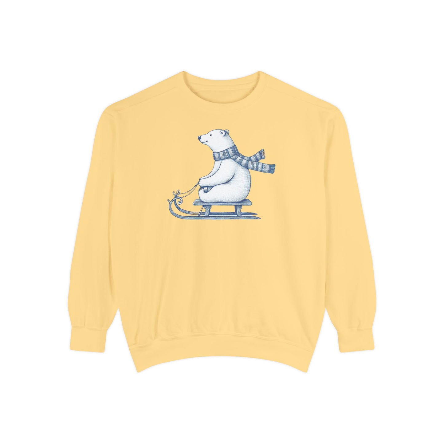 Polar Bear Sledding Comfort Colors Sweatshirt