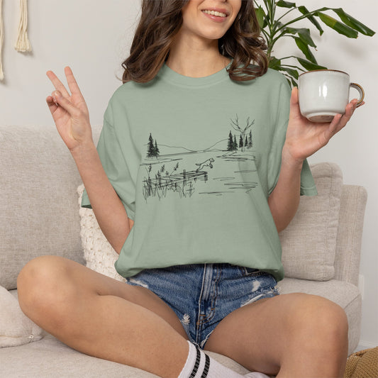 Minimalist Lake Dog Comfort Colors Tee