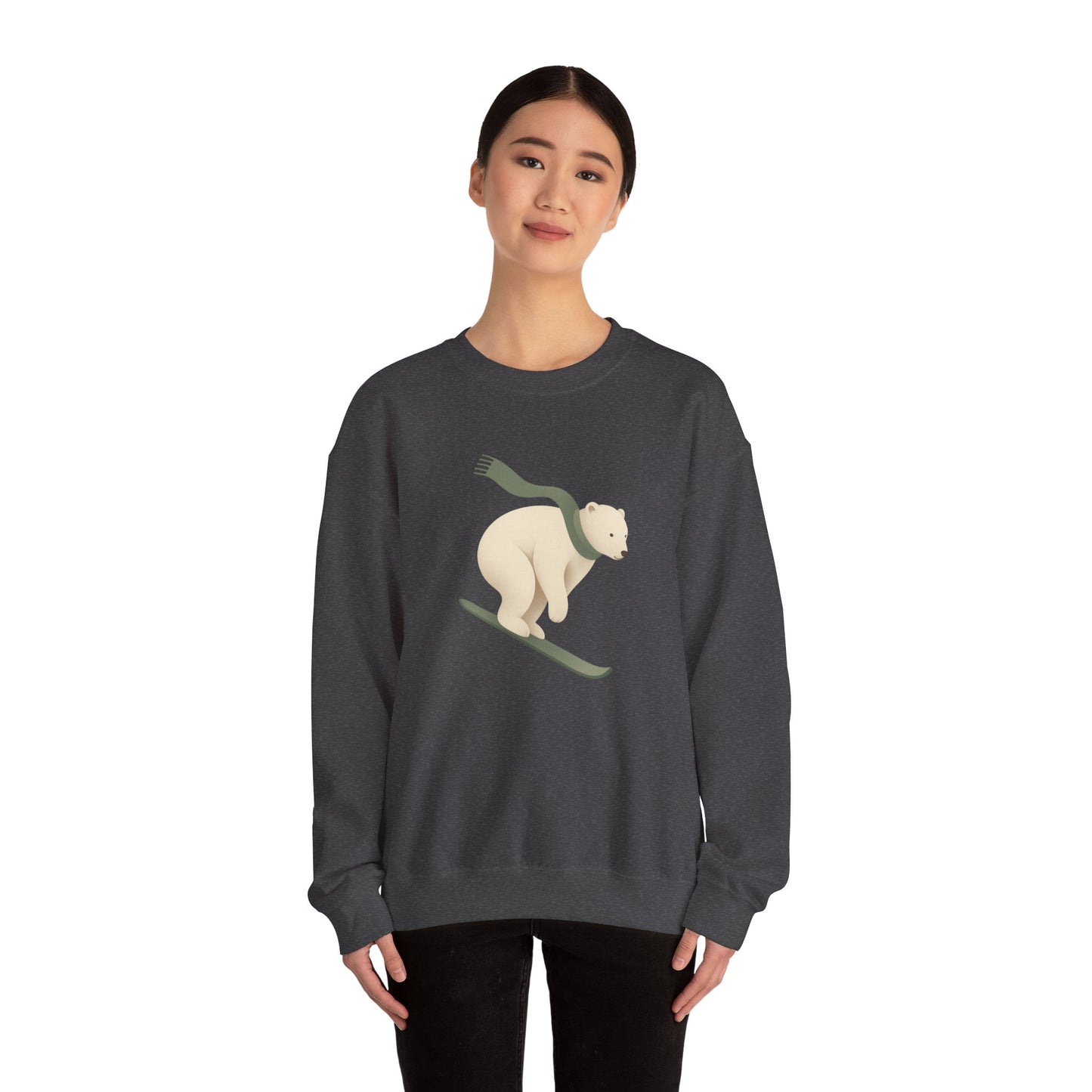 Snowboarding Polar Bear Winter Crewneck