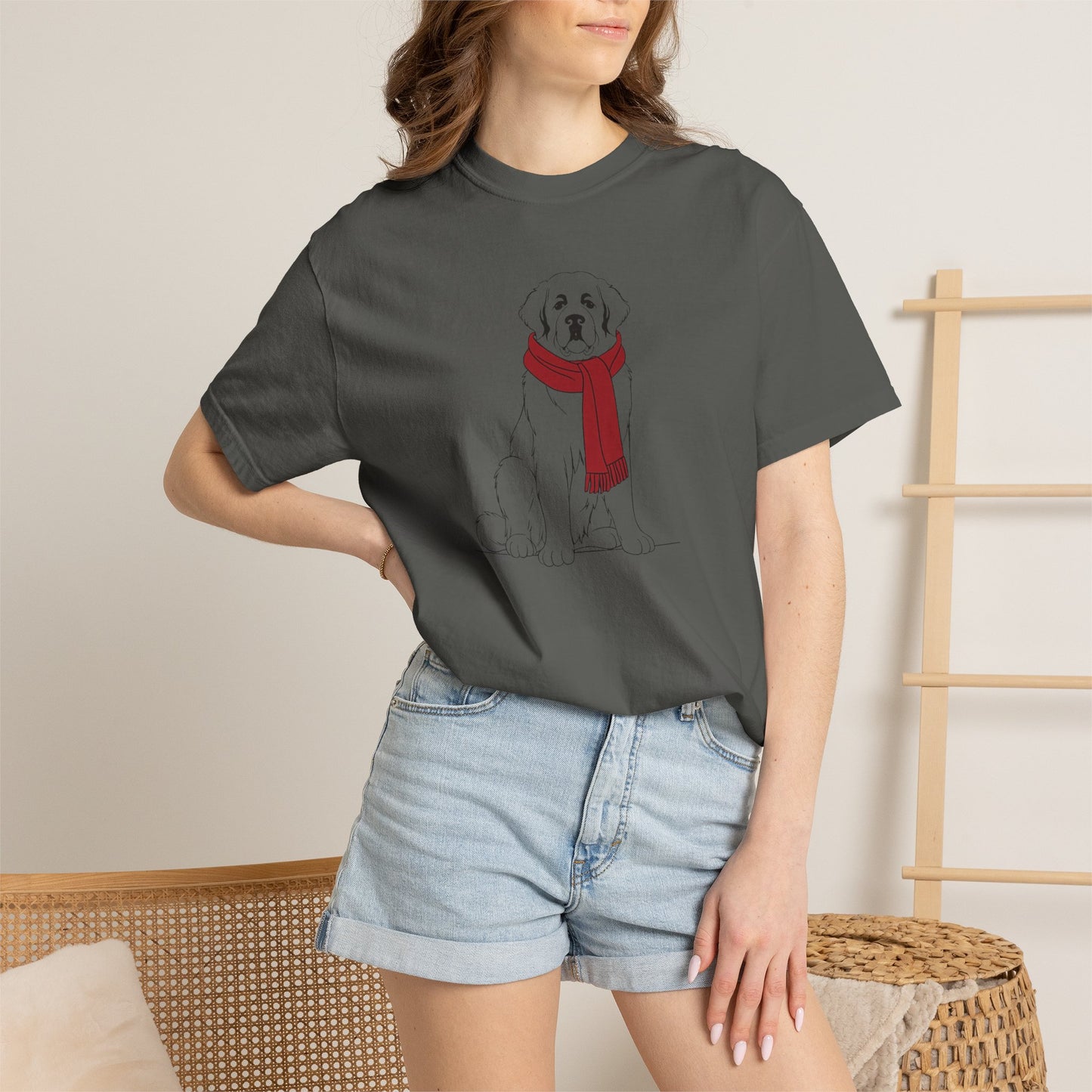 Great Pyrenees Winter Scarf  Comfort Colors Tee