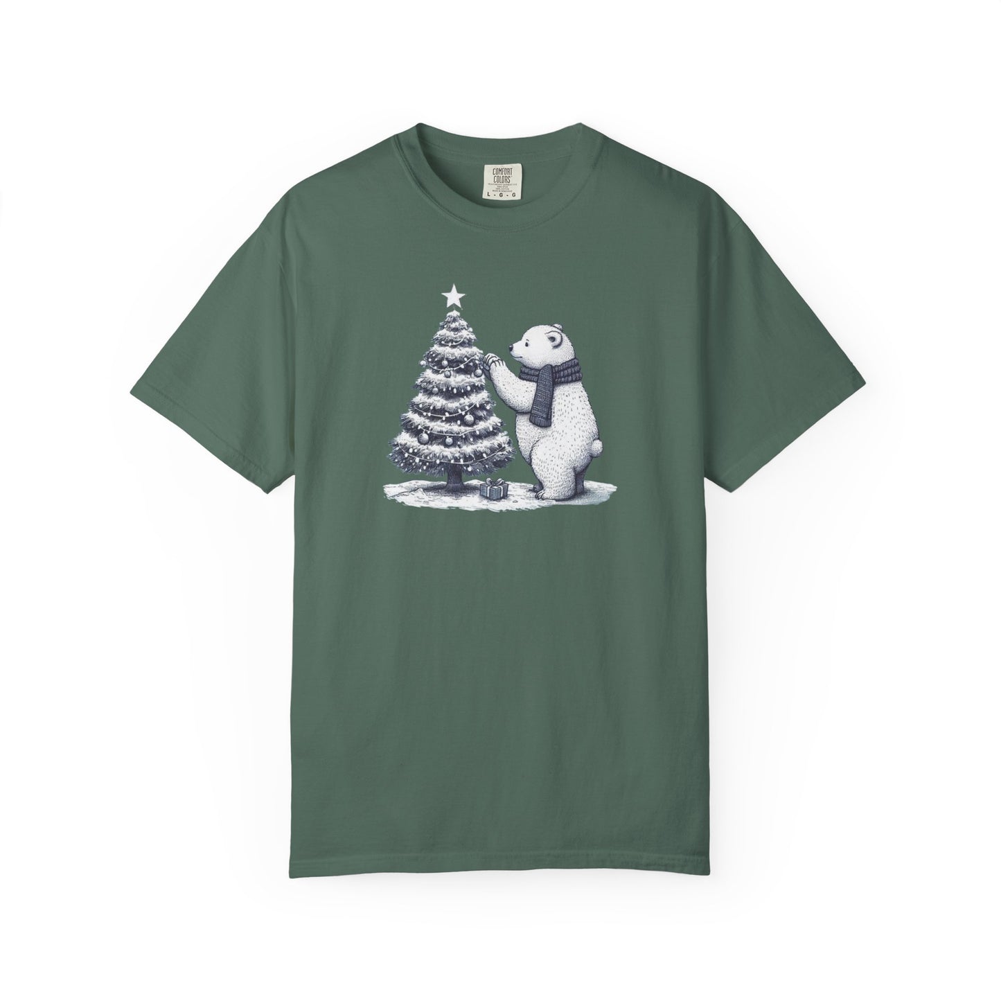 Vintage Polar Bear Christmas Tree Comfort Colors Tee