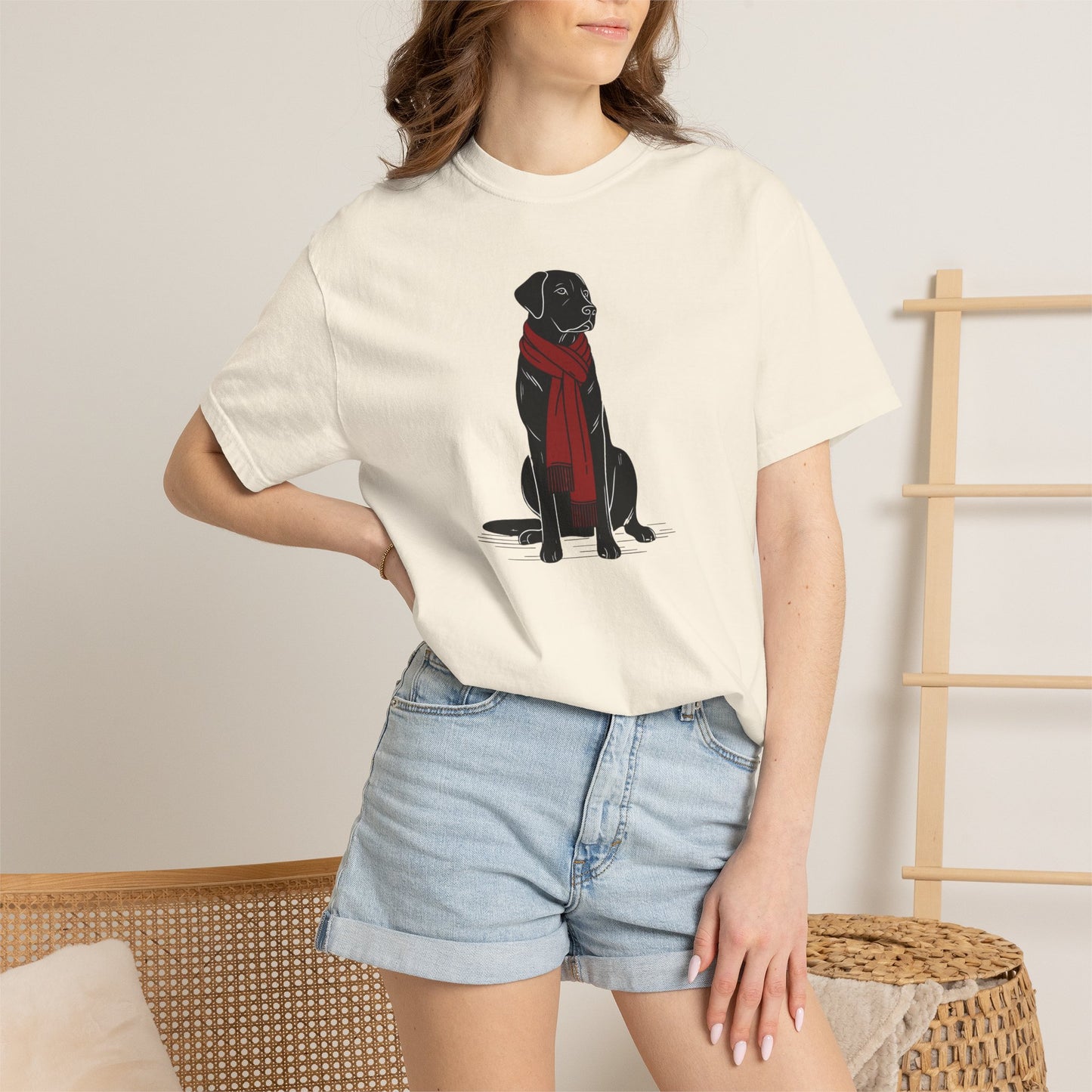 Black Lab Red Scarf Comfort Colors Tee