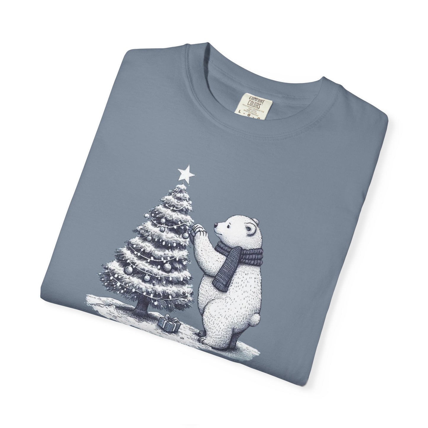 Vintage Polar Bear Christmas Tree Comfort Colors Tee