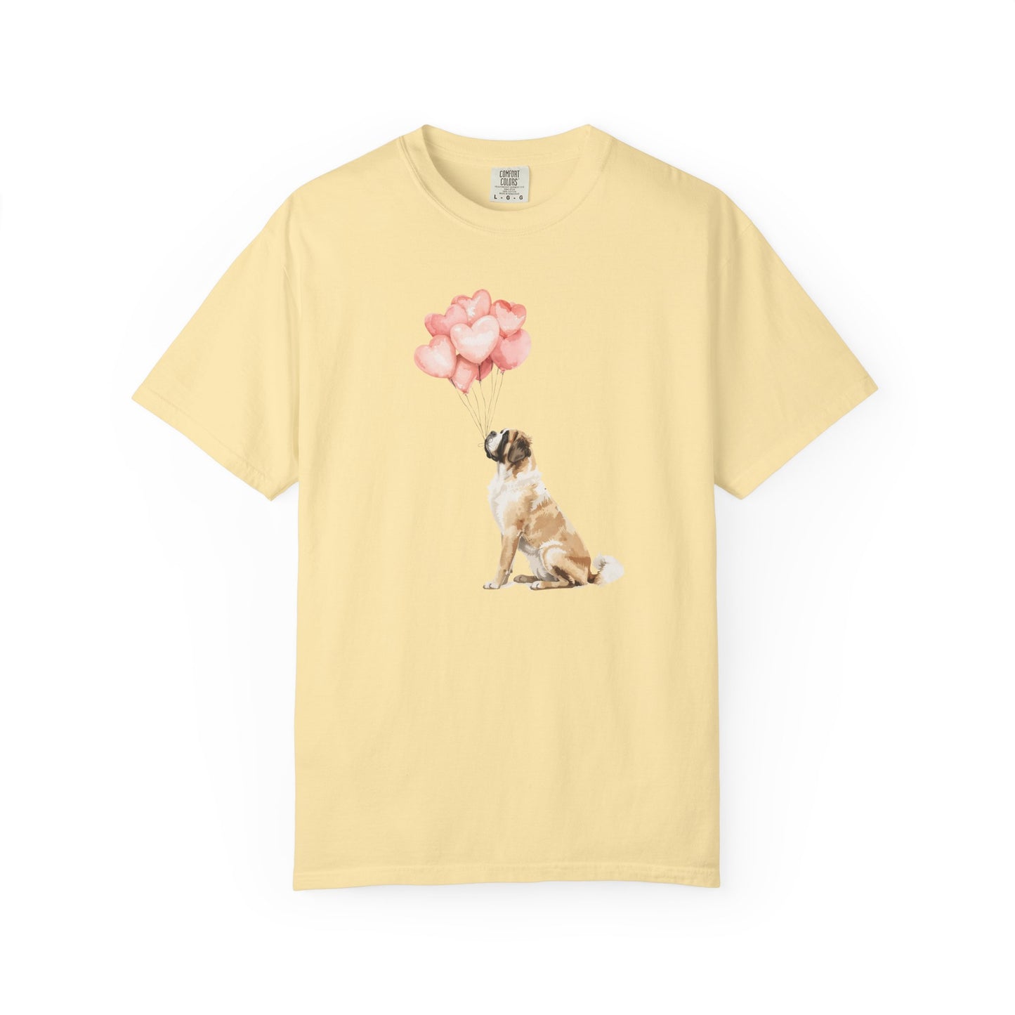 Saint Bernard with Heart Balloons Comfort Colors Tee