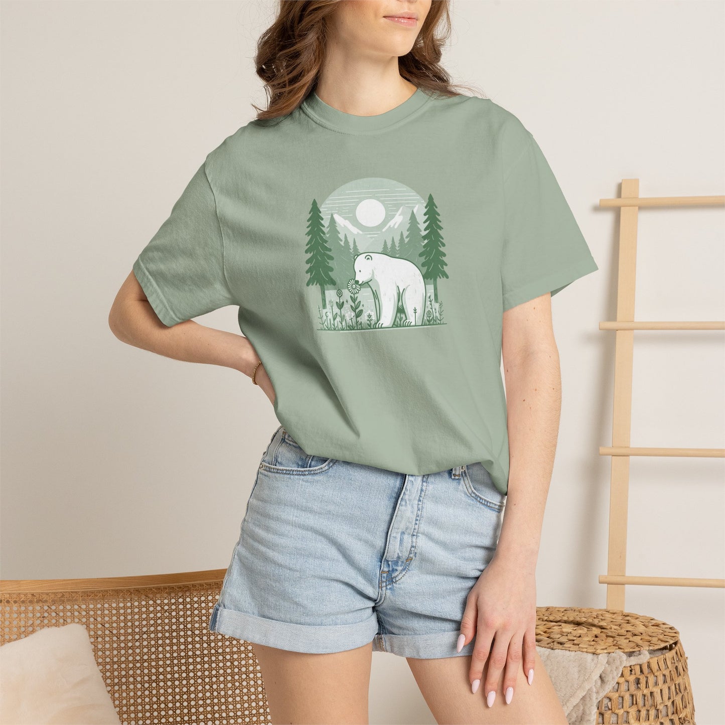 Polar Bear Forest Bloom Comfort Colors Tee