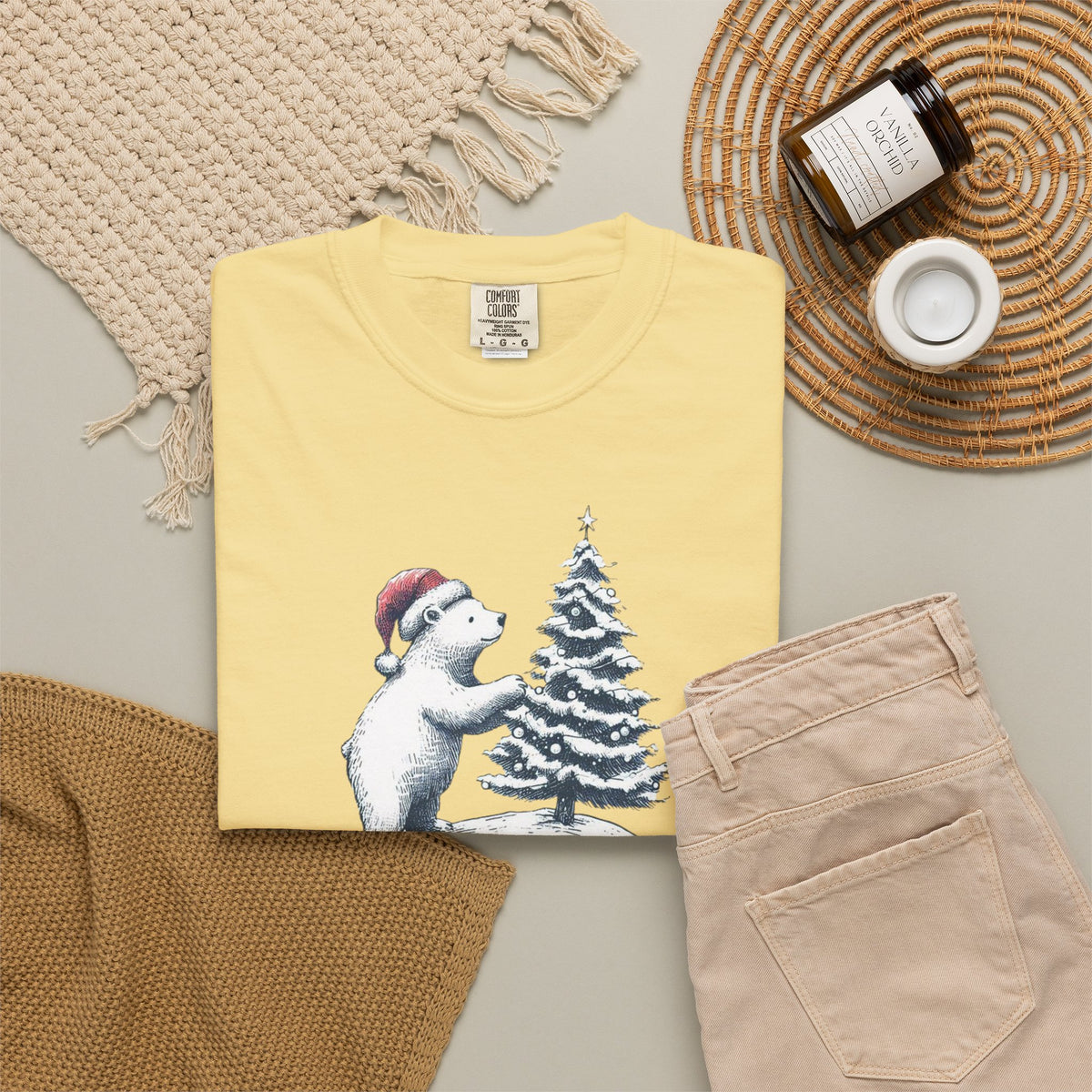 Polar Bear Christmas T-Shirt | Christmas Tree Comfort Colors Tee