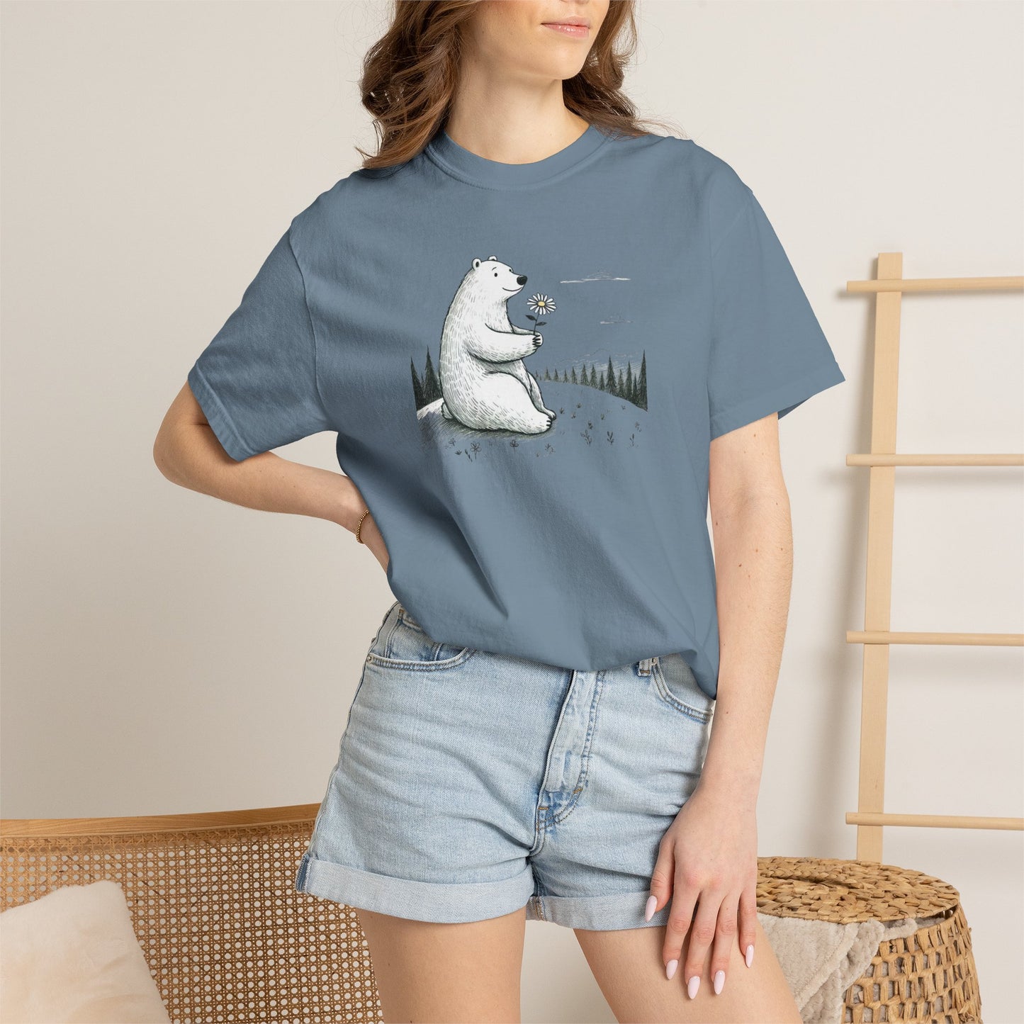 Woodland Bear Wildflower Comfort Colors Tee