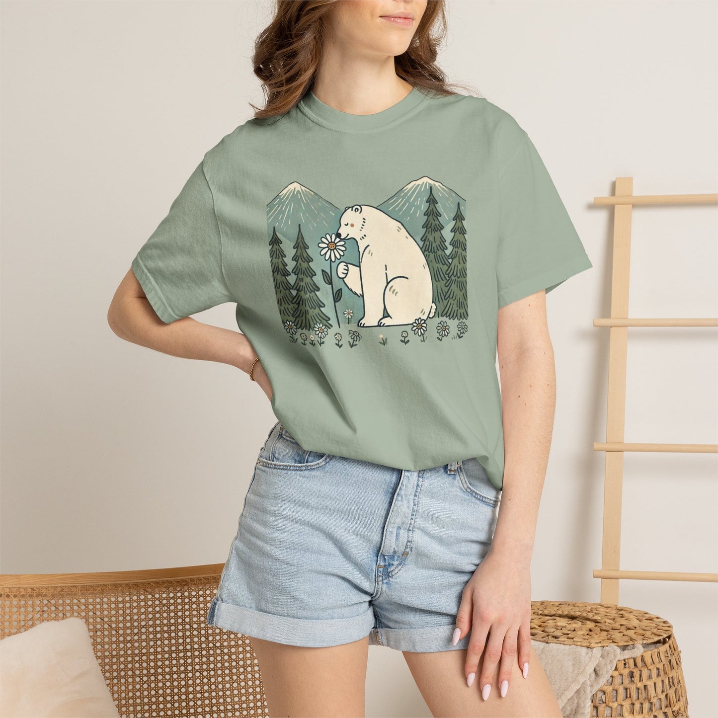 Woodland Polar Bear Comfort Colors Tee