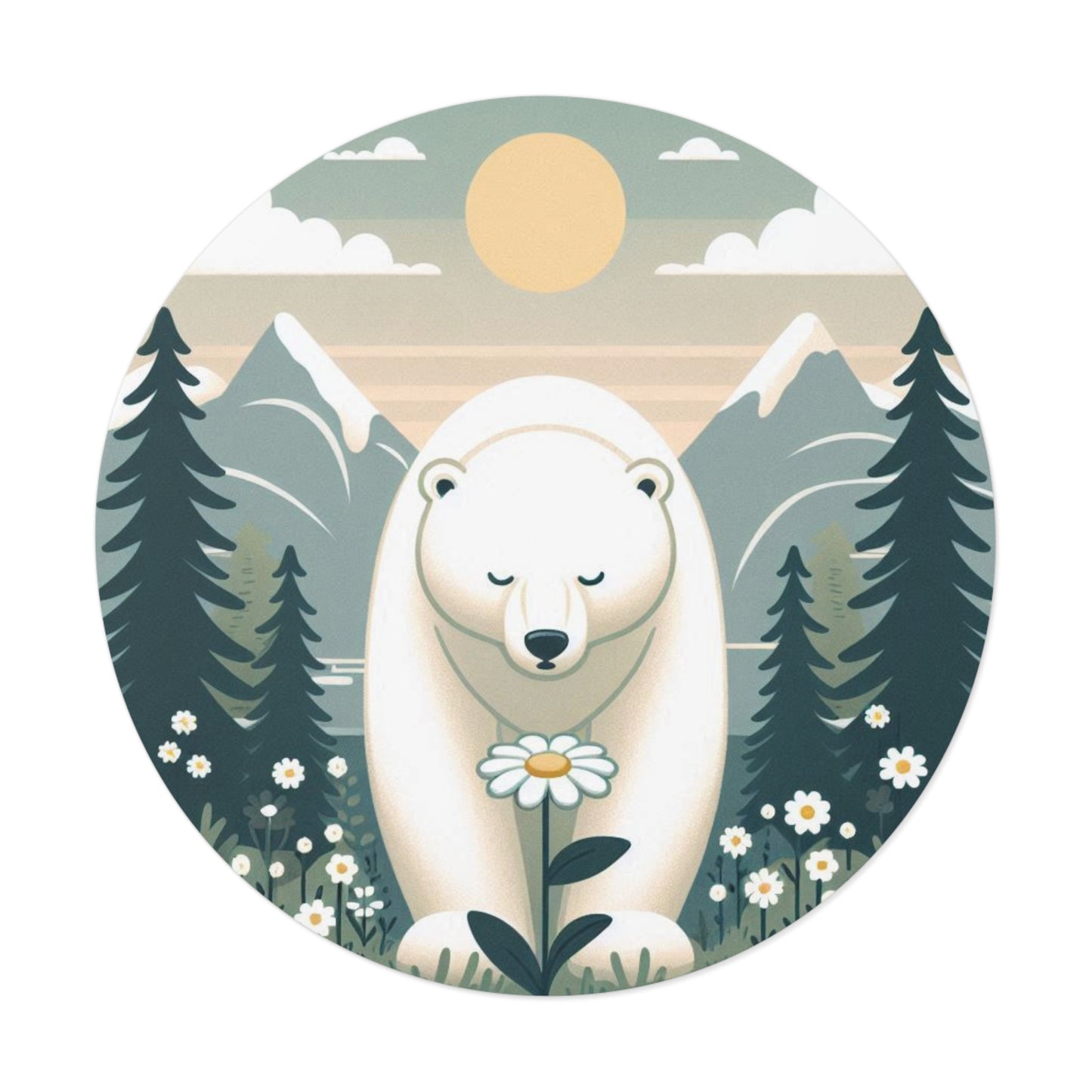 Vinyl Stickers - Nature-Inspired Polar Bear Floral Adventure Decor.