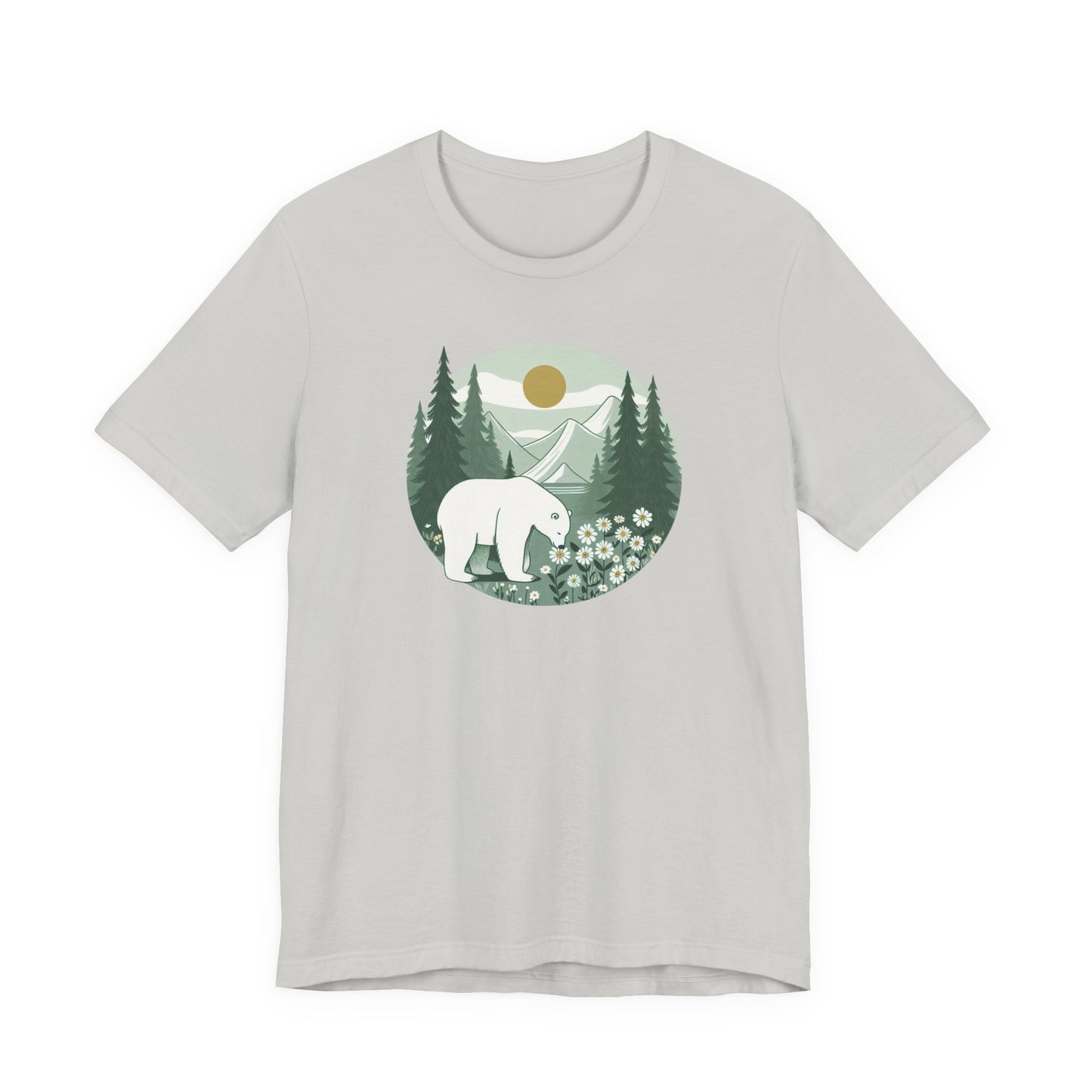 Polar Bear in the Pines Tee | Nature-Inspired Graphic T-Shirt