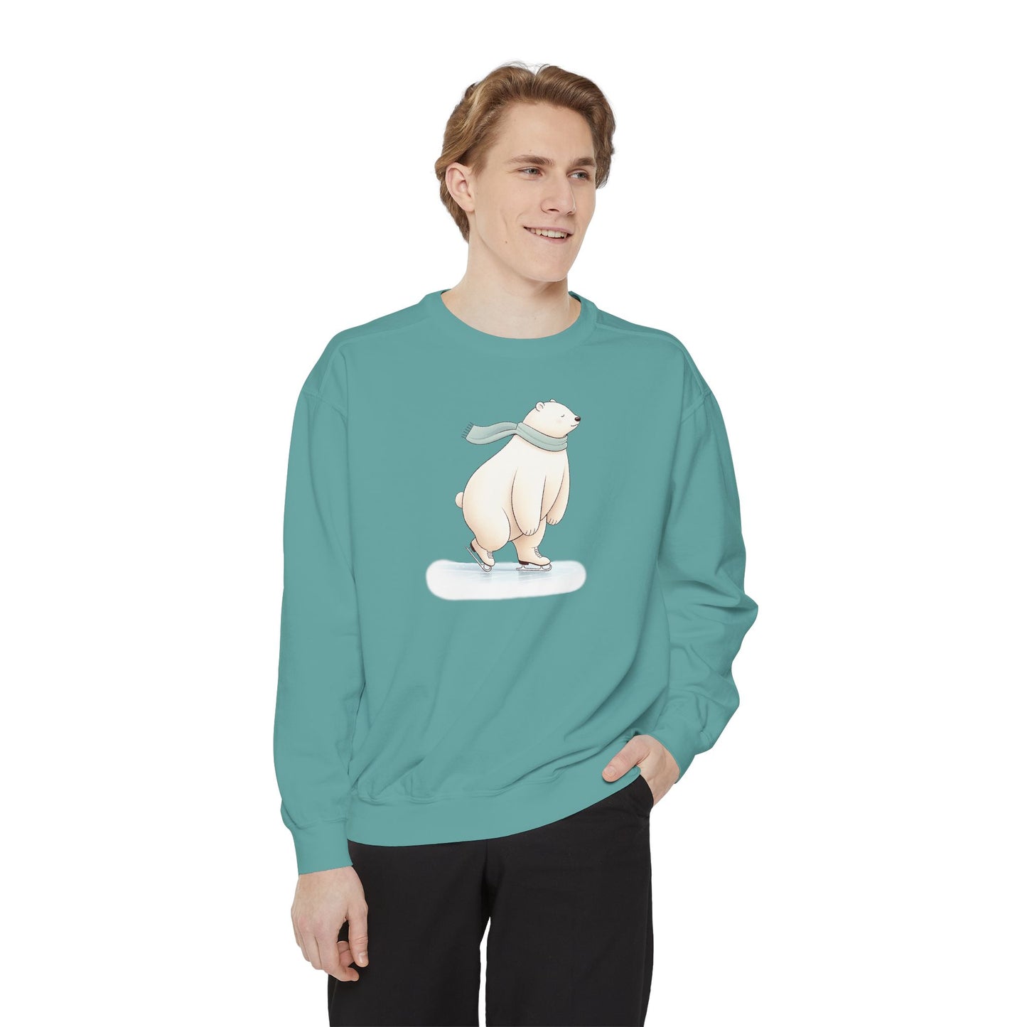 Ice Skating Polar Bear Comfort Colors Sweatshirt