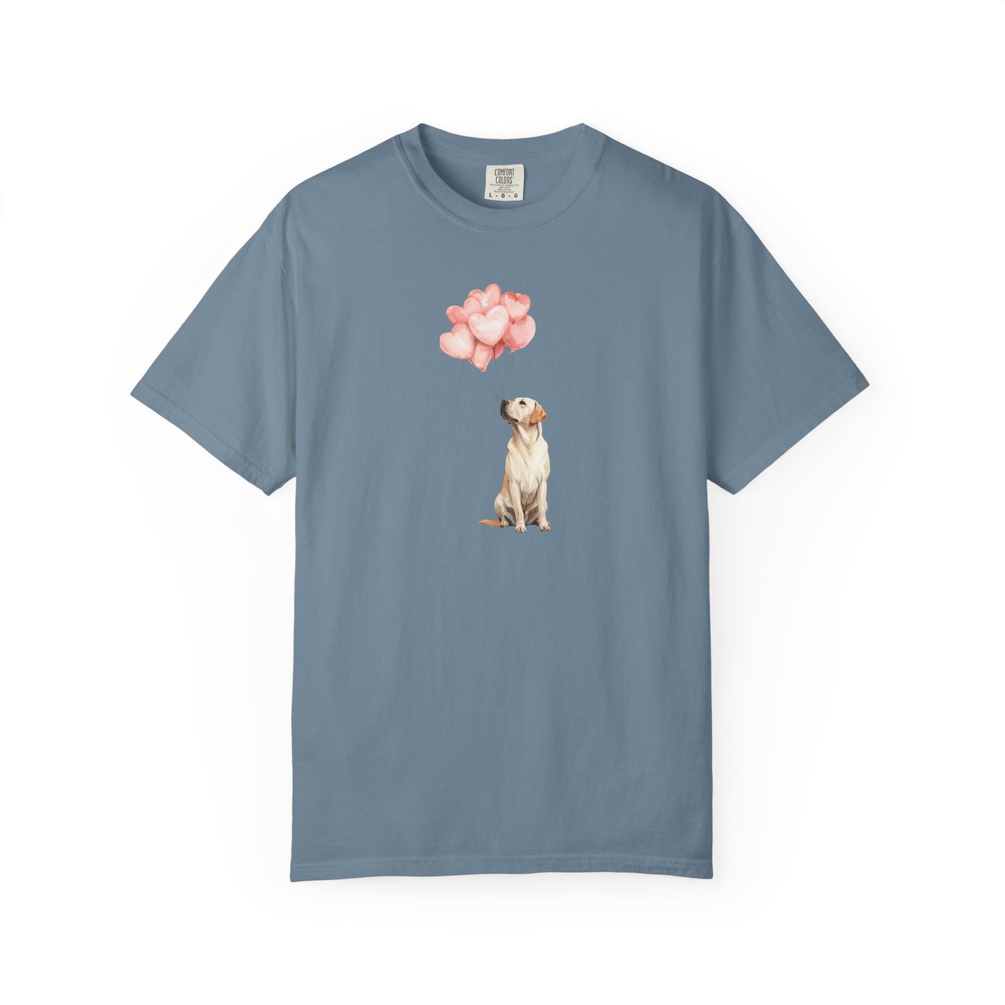 Yellow Labrador with Heart Balloons Tee