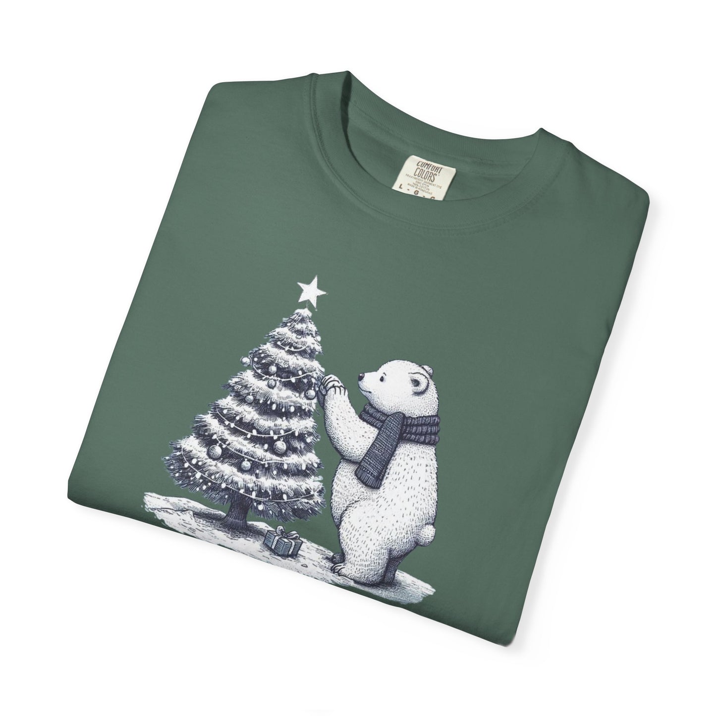 Vintage Polar Bear Christmas Tree Comfort Colors Tee