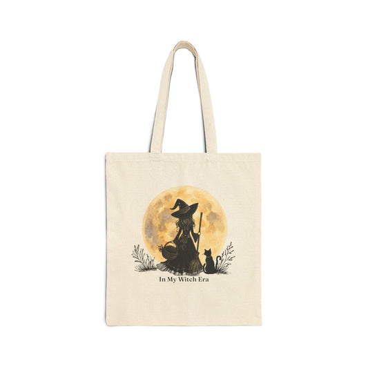 In My Witch Era Double-Sided Canvas Tote Bag | Witch Moon Book Tote | Cottagecore Market Bag
