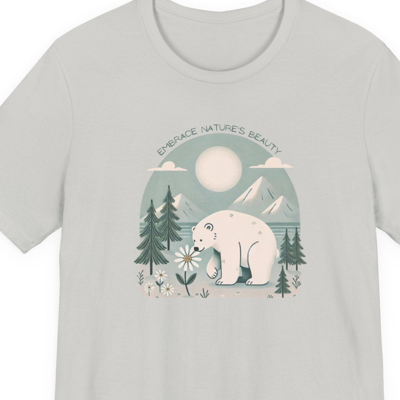 Light gray t-shirt with a polar bear graphic on a white background