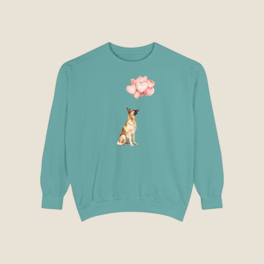 Belgian Malinois with Heart Balloons Comfort Colors Sweatshirt