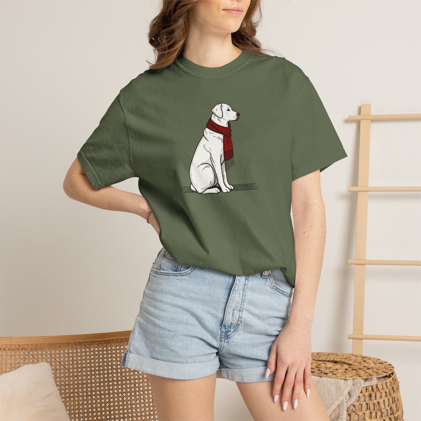 Red Scarf Dog Tee